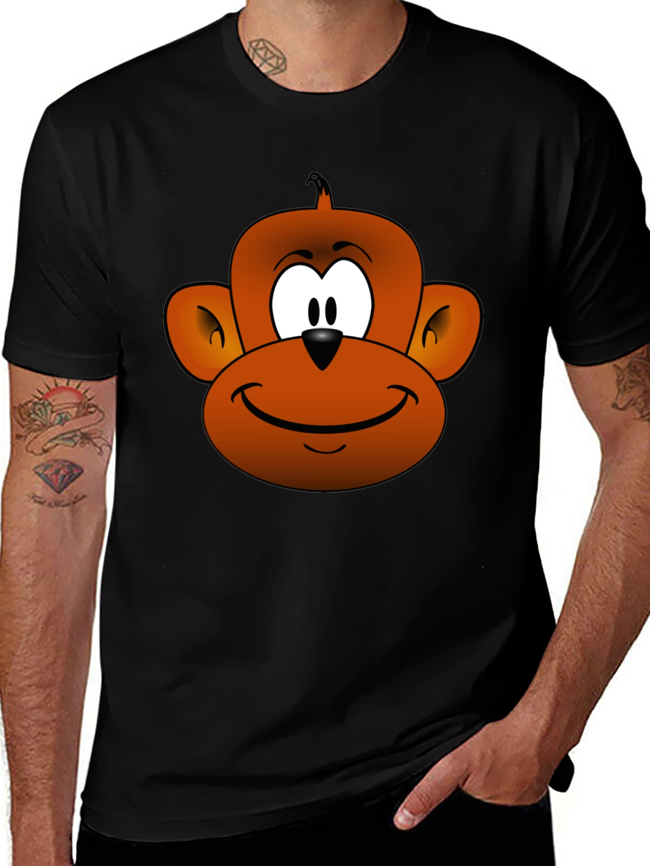Cartoon Monkey Graphic Tee - Fun Novelty T-Shirt