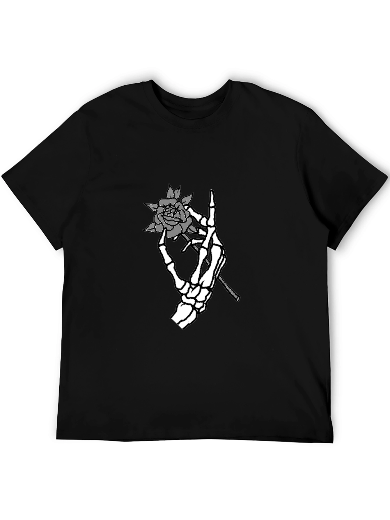 Skeleton Hand Rose Graphic Tee - Black T-Shirt