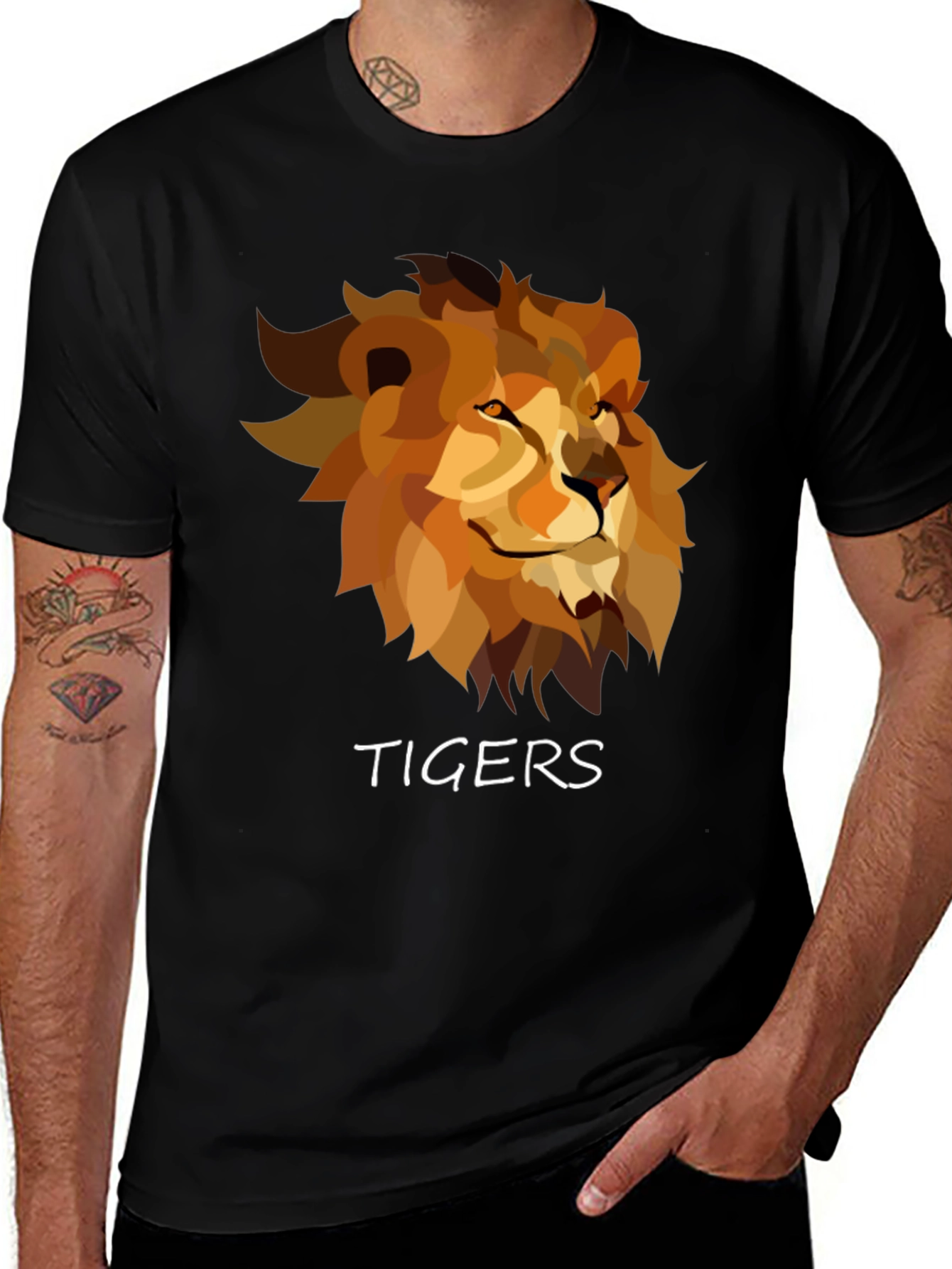 Tigers Graphic Print Tee - Bold Lion Design