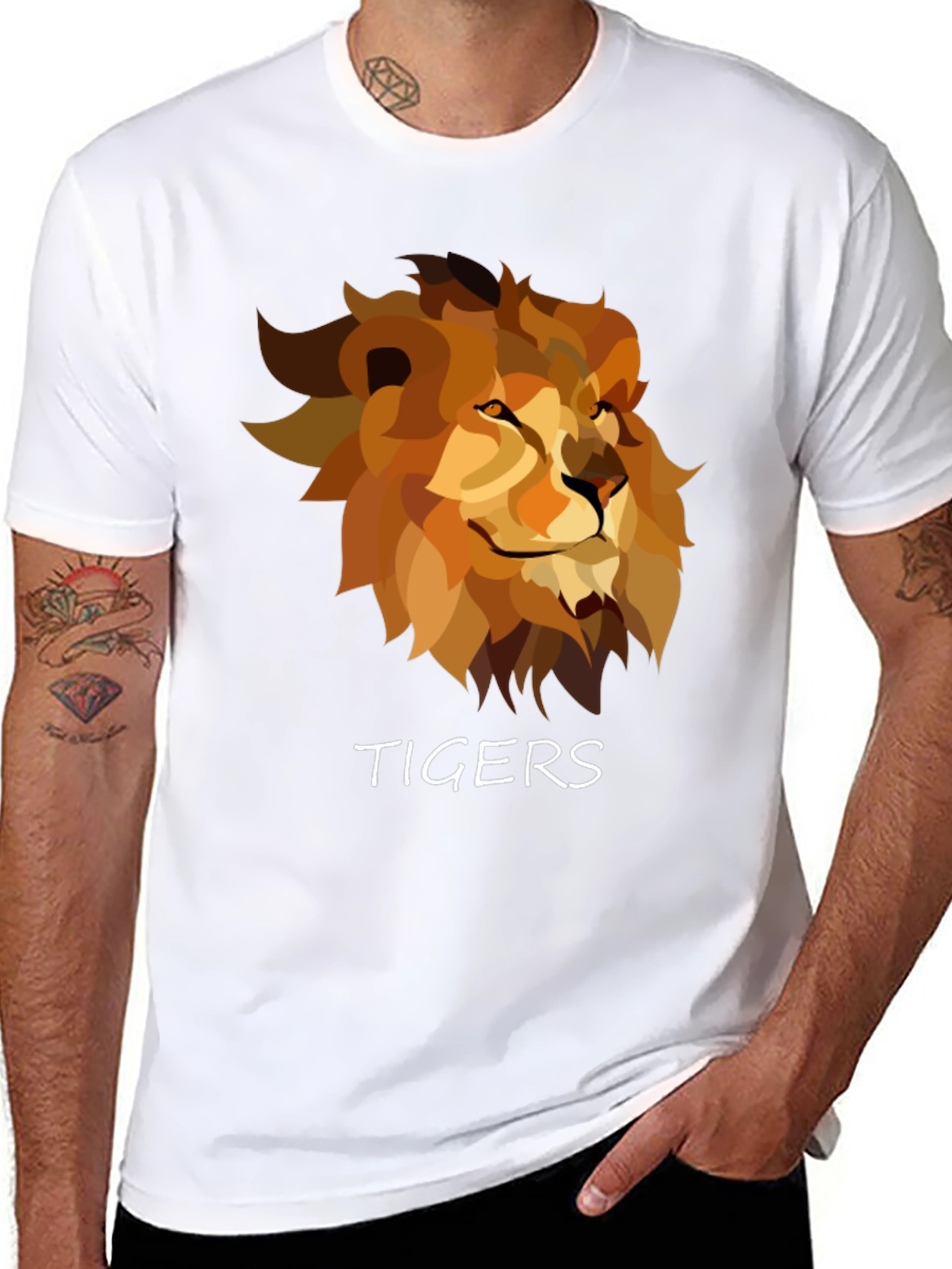 Tigers Graphic Print Tee - Bold Lion Design