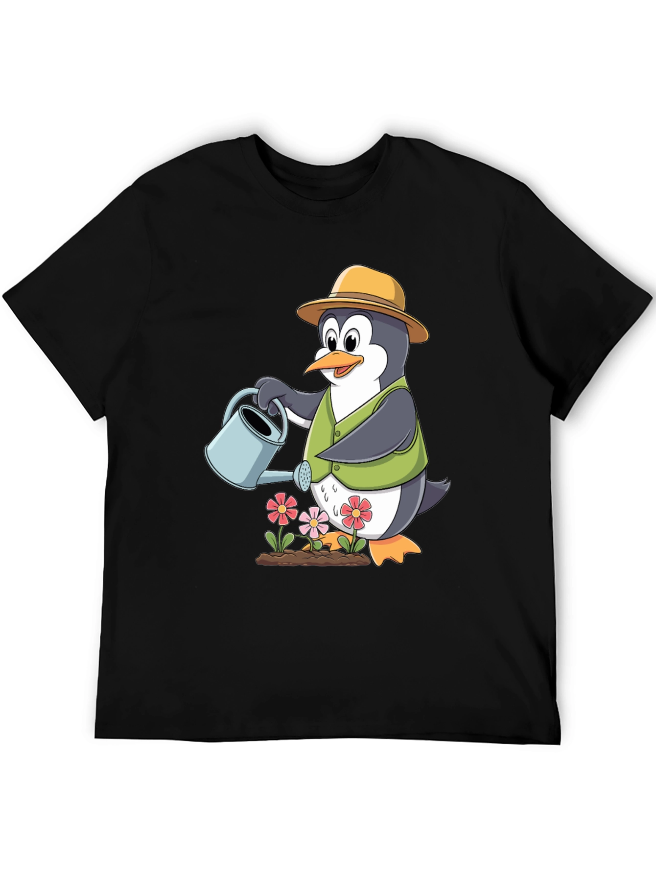 Penguin Gardener T-Shirt - Cute Cartoon Design