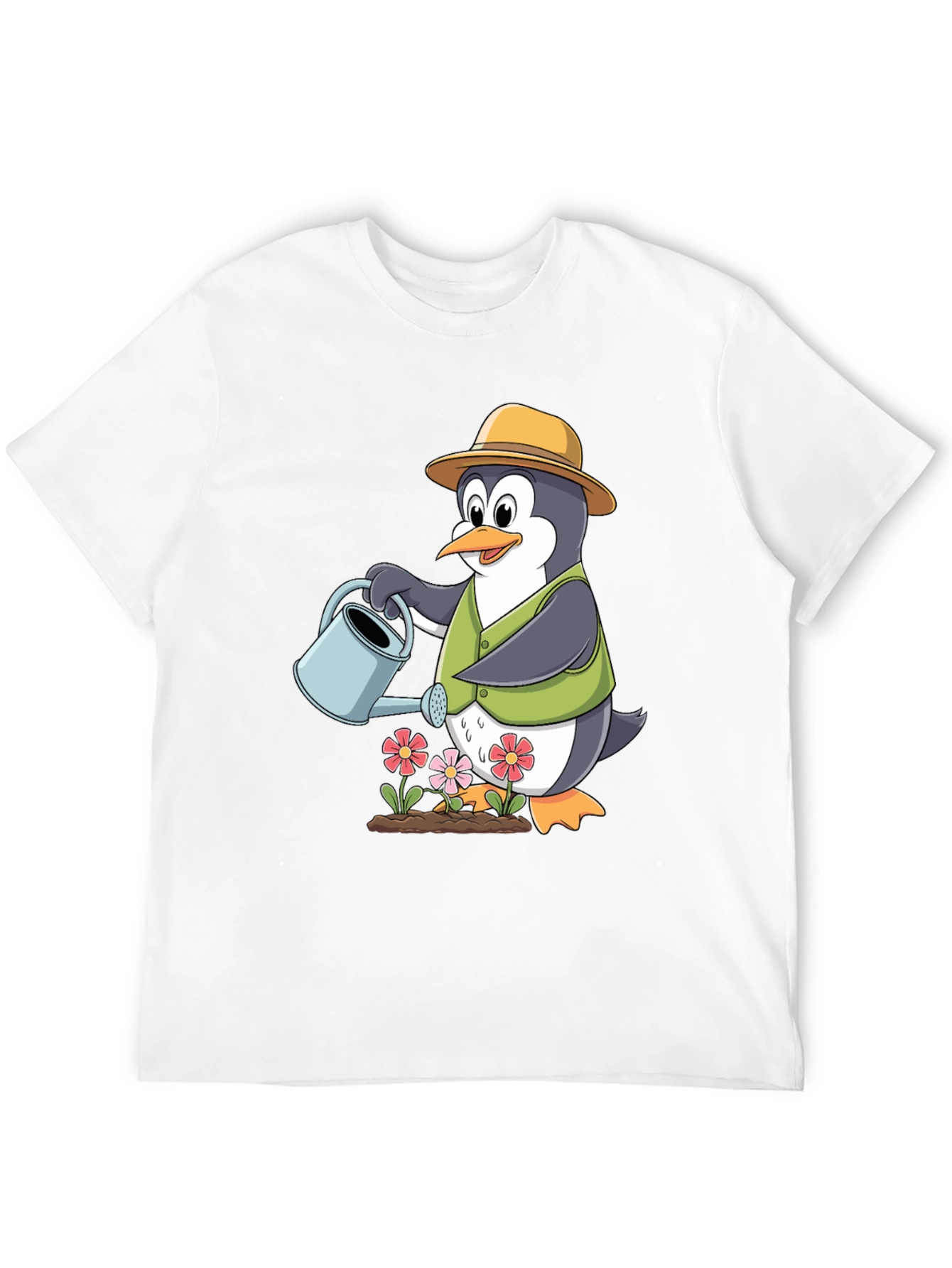 Penguin Gardener T-Shirt - Cute Cartoon Design