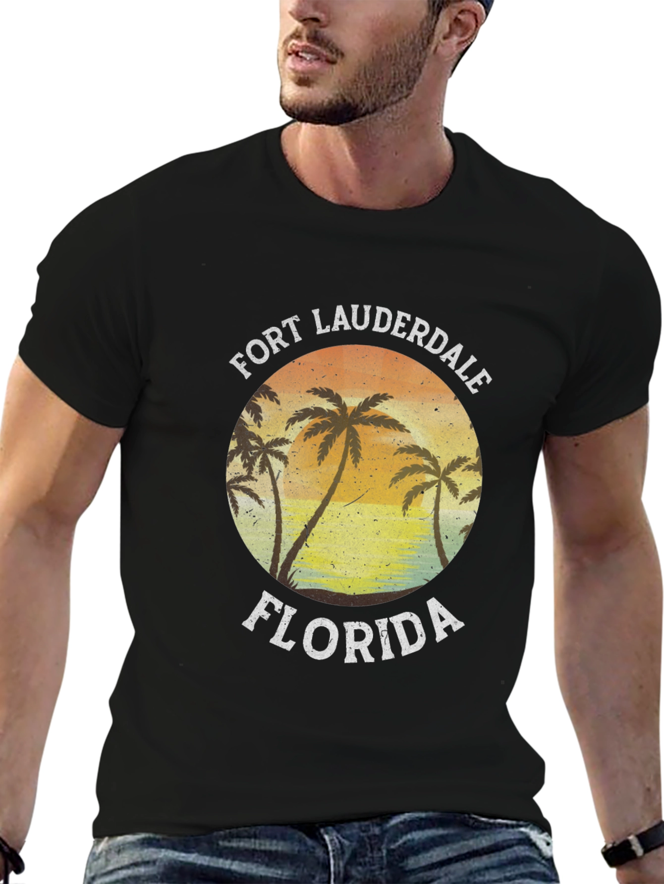 Fort Lauderdale Florida Palm Tree Black T-Shirt
