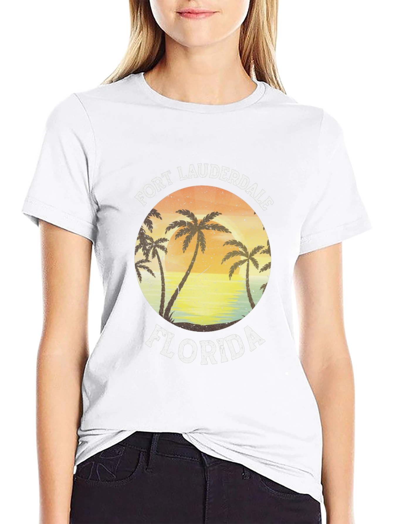 Fort Lauderdale Florida Palm Tree Black T-Shirt