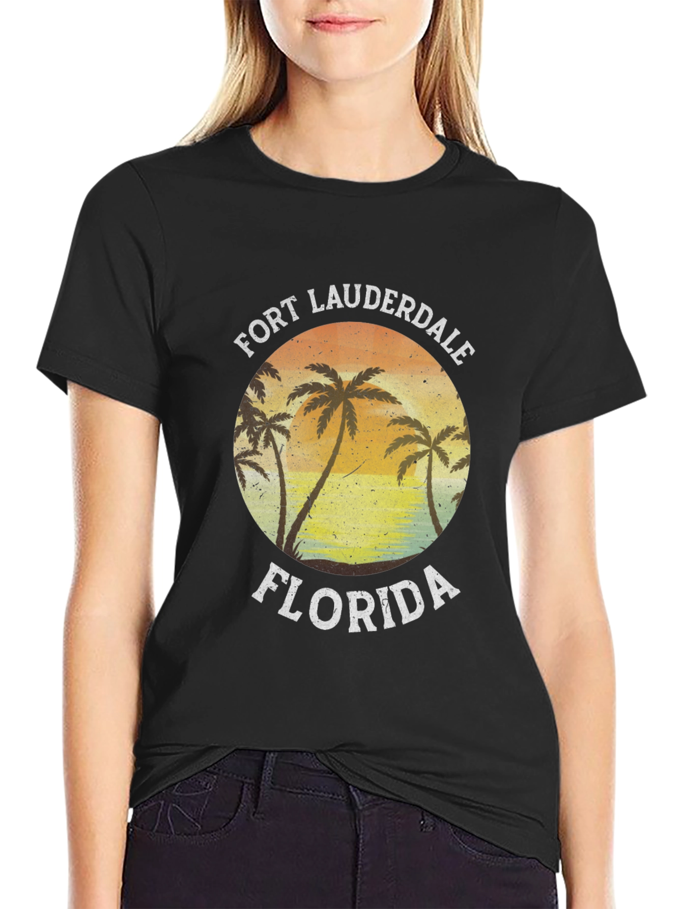 Fort Lauderdale Florida Palm Tree Black T-Shirt