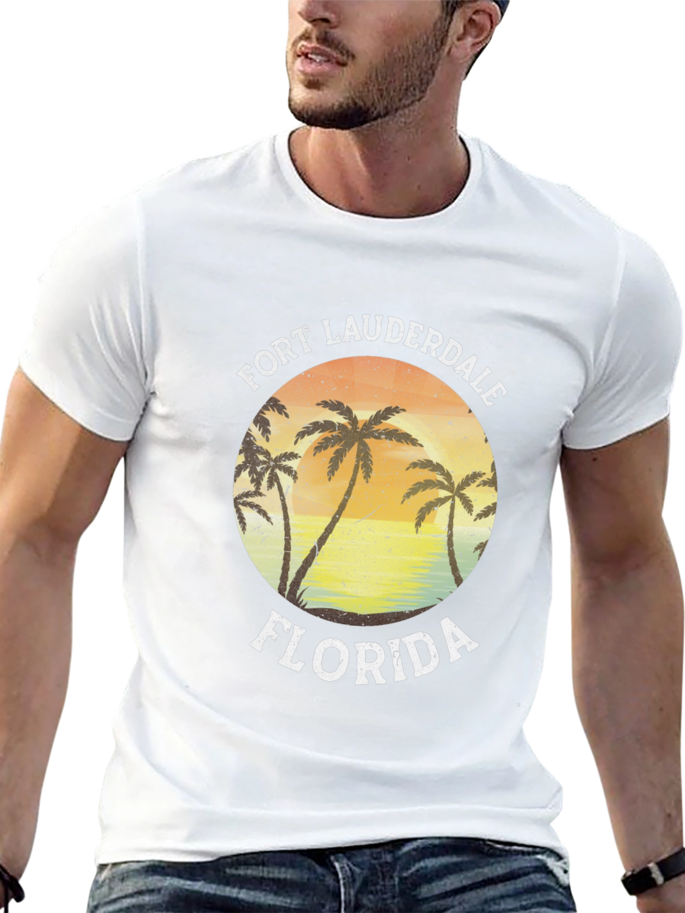 Fort Lauderdale Florida Palm Tree Black T-Shirt