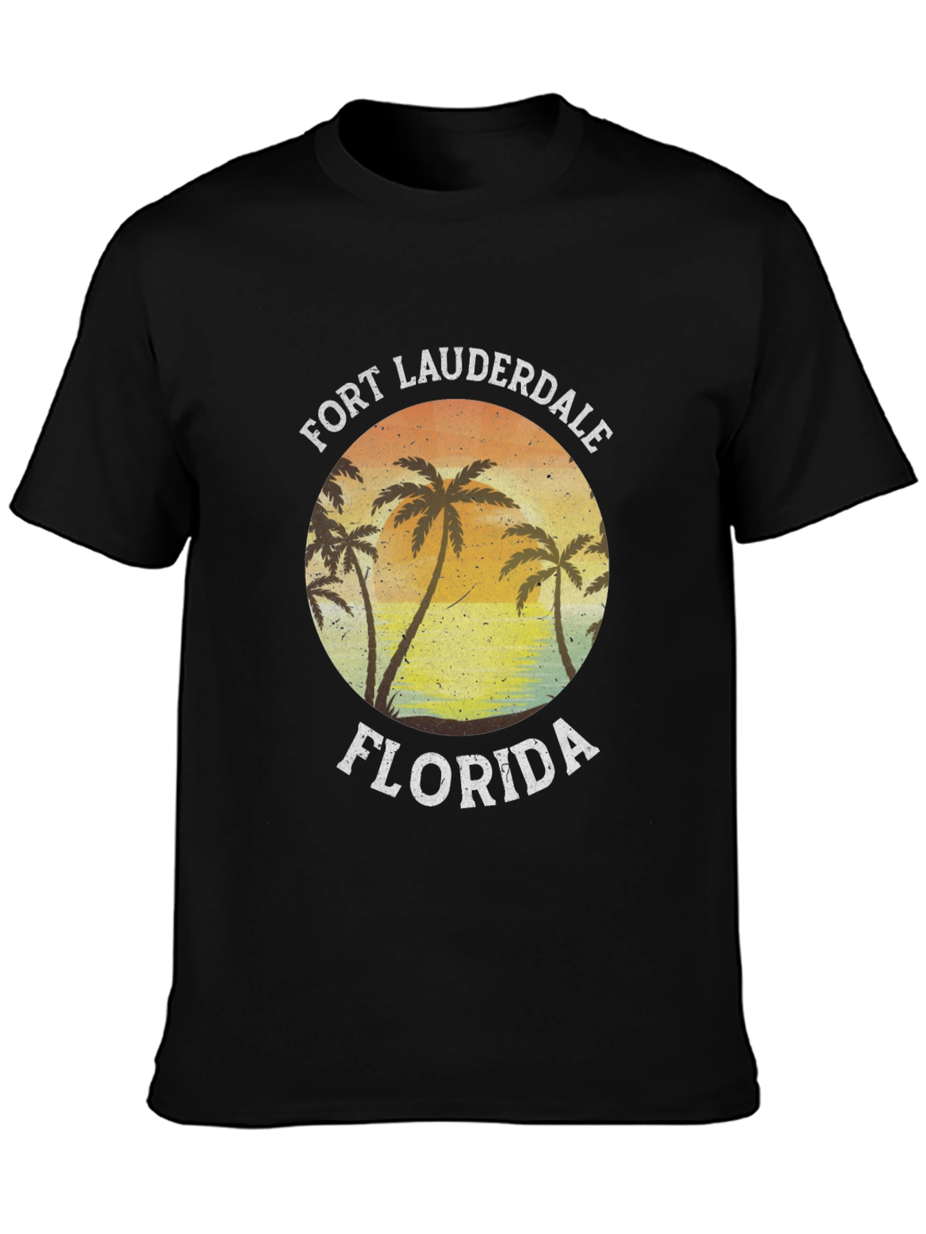 Fort Lauderdale Florida Palm Tree Black T-Shirt