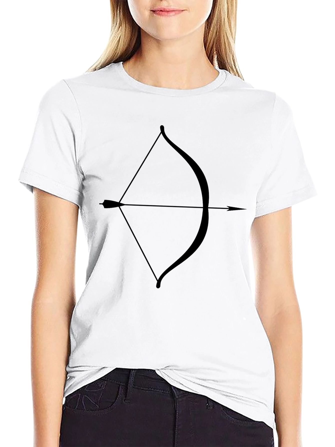 Archery Bow and Arrow Graphic Black T-Shirt