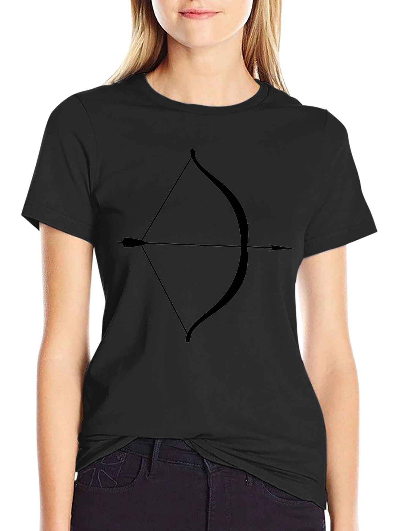 Archery Bow and Arrow Graphic Black T-Shirt