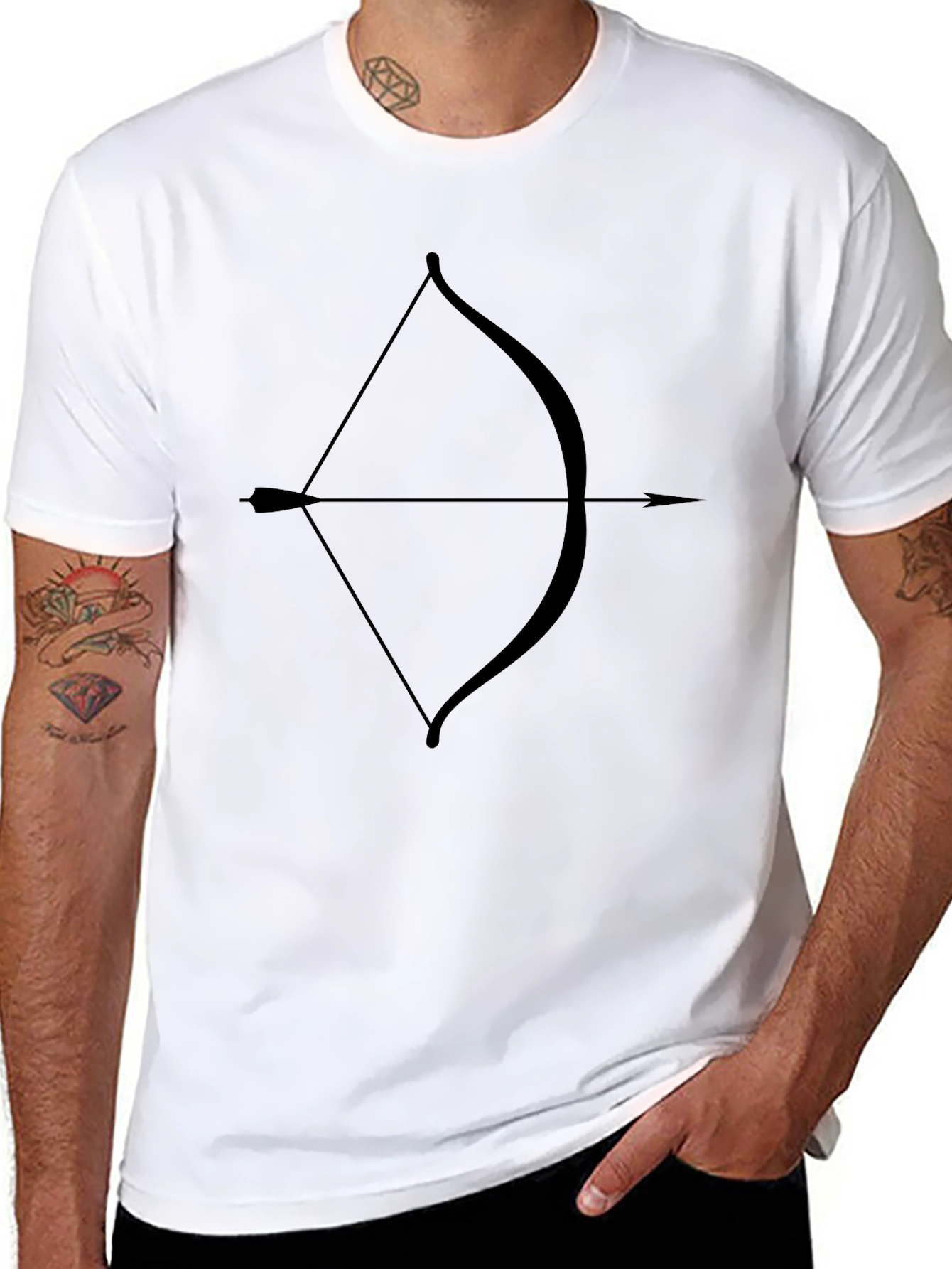 Archery Bow and Arrow Graphic Black T-Shirt
