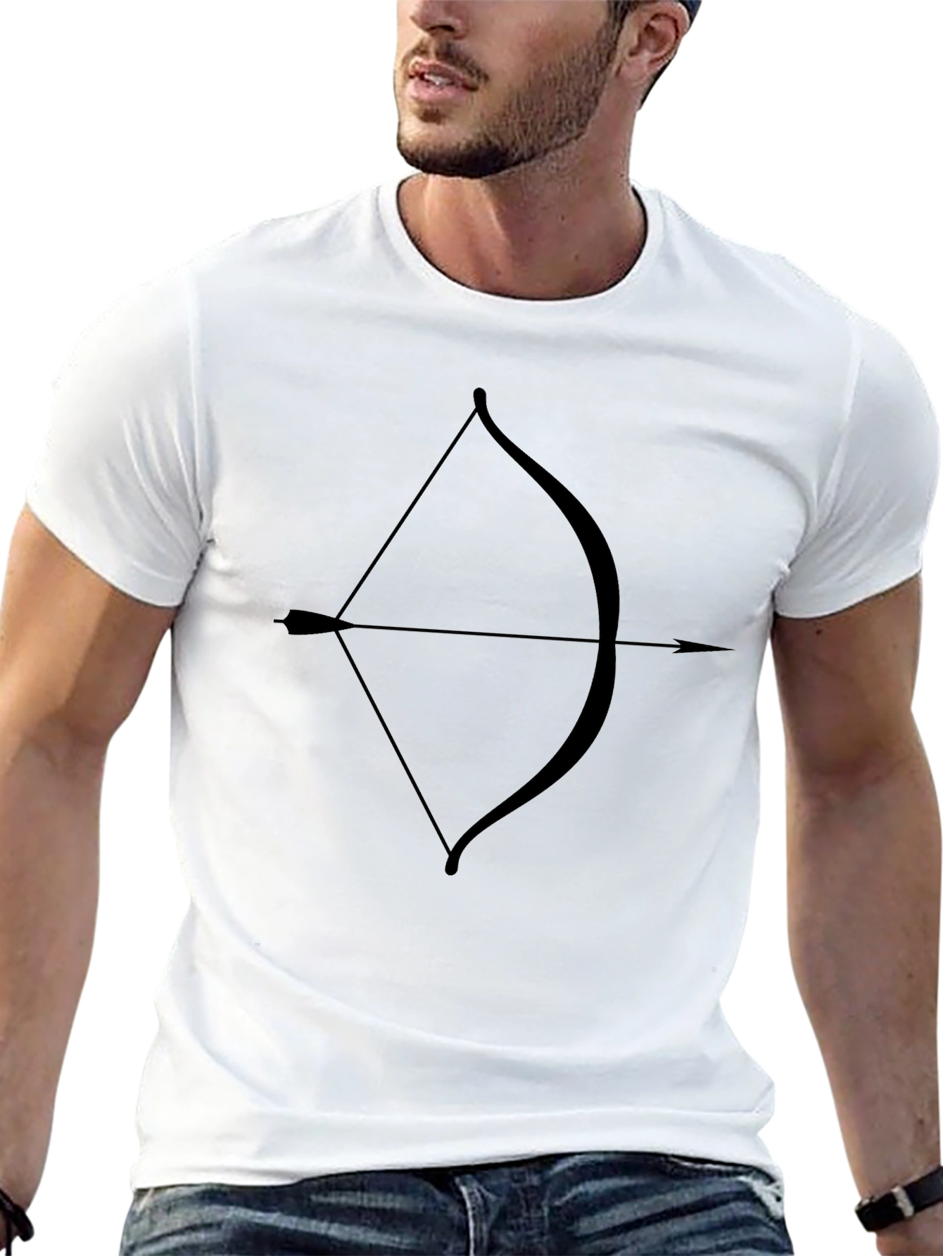 Archery Bow and Arrow Graphic Black T-Shirt