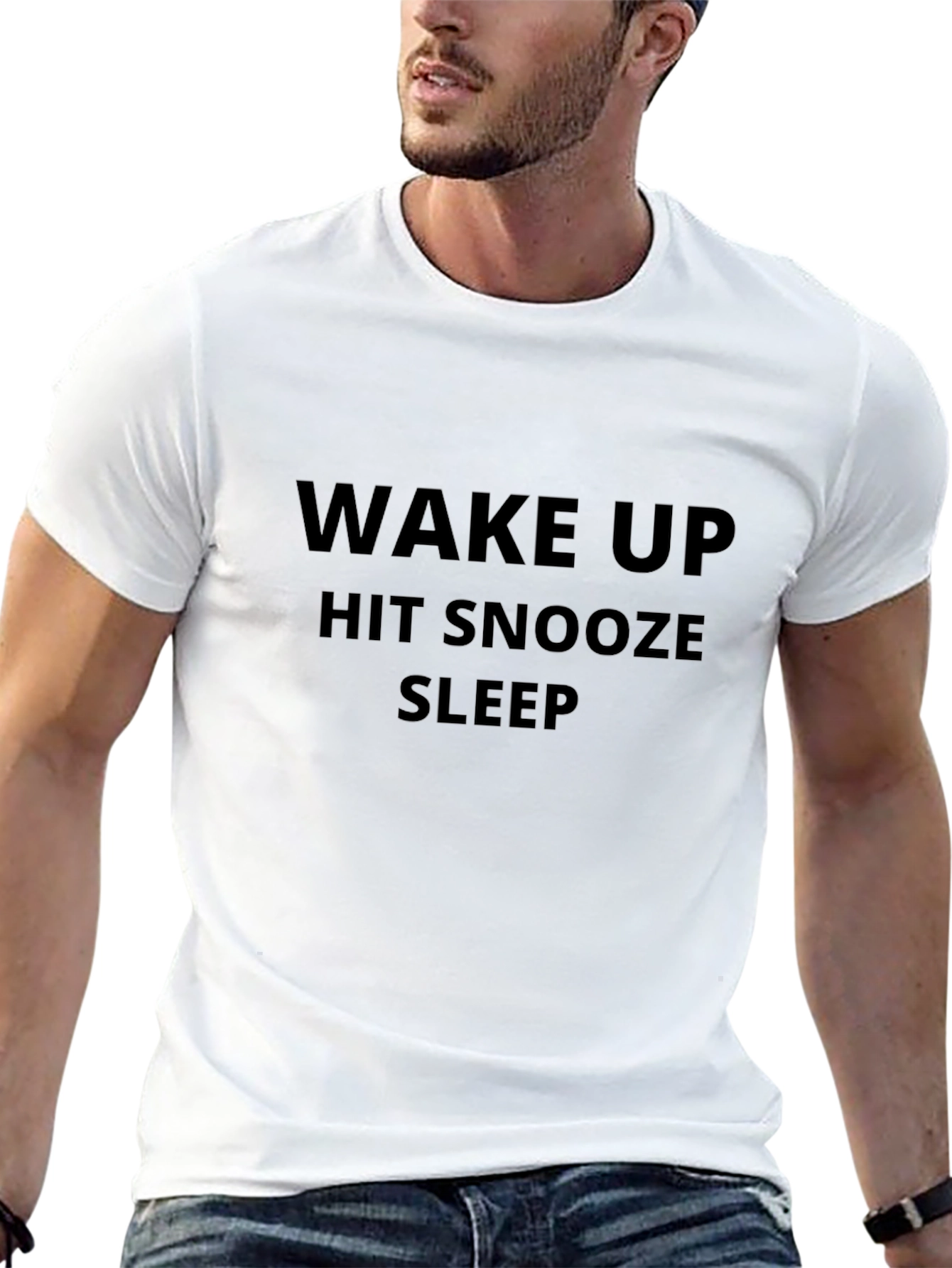 Wake Up Hit Snooze Sleep Black Graphic Tee