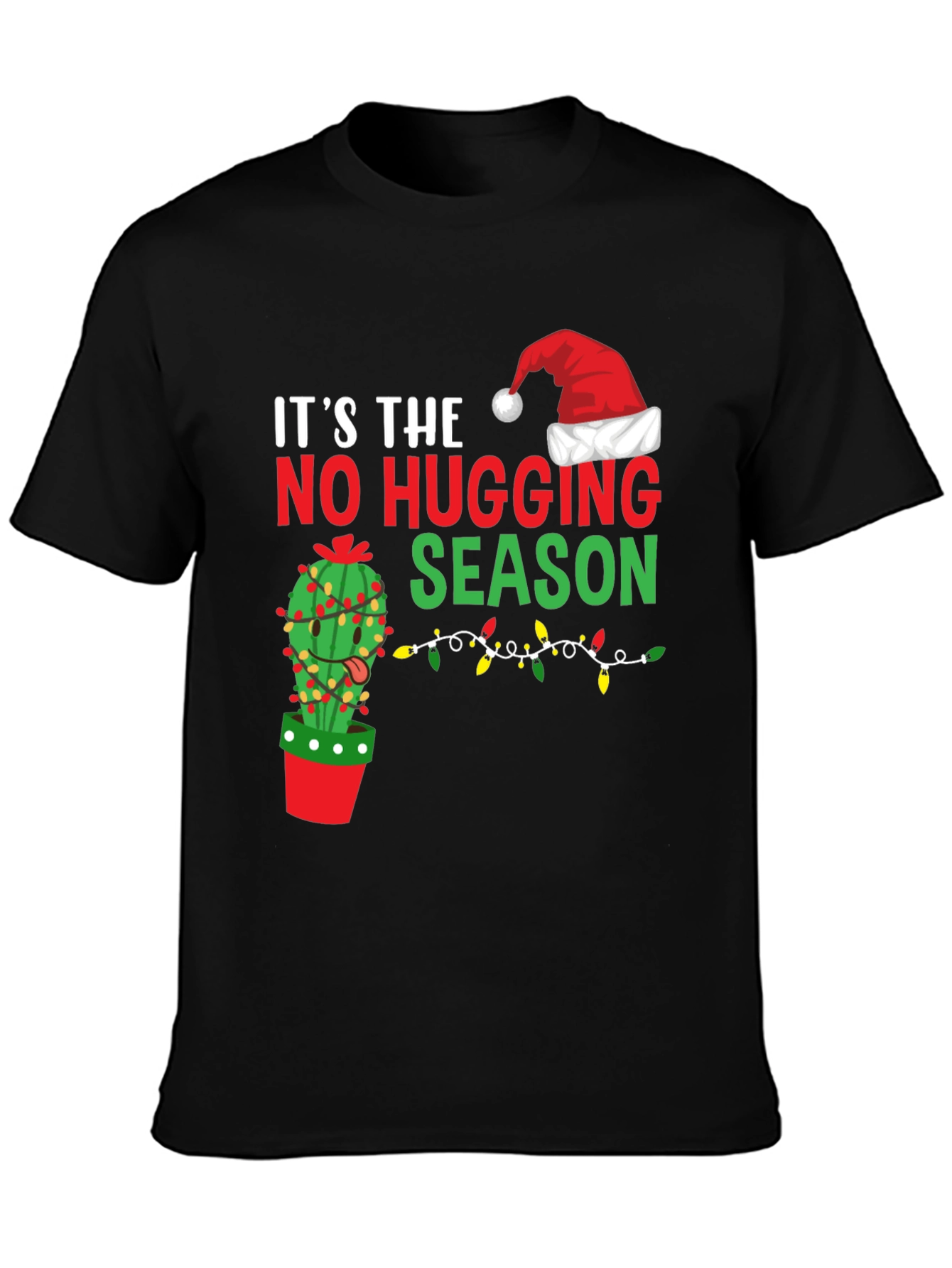 Funny No Hugging Season Cactus Christmas T-Shirt