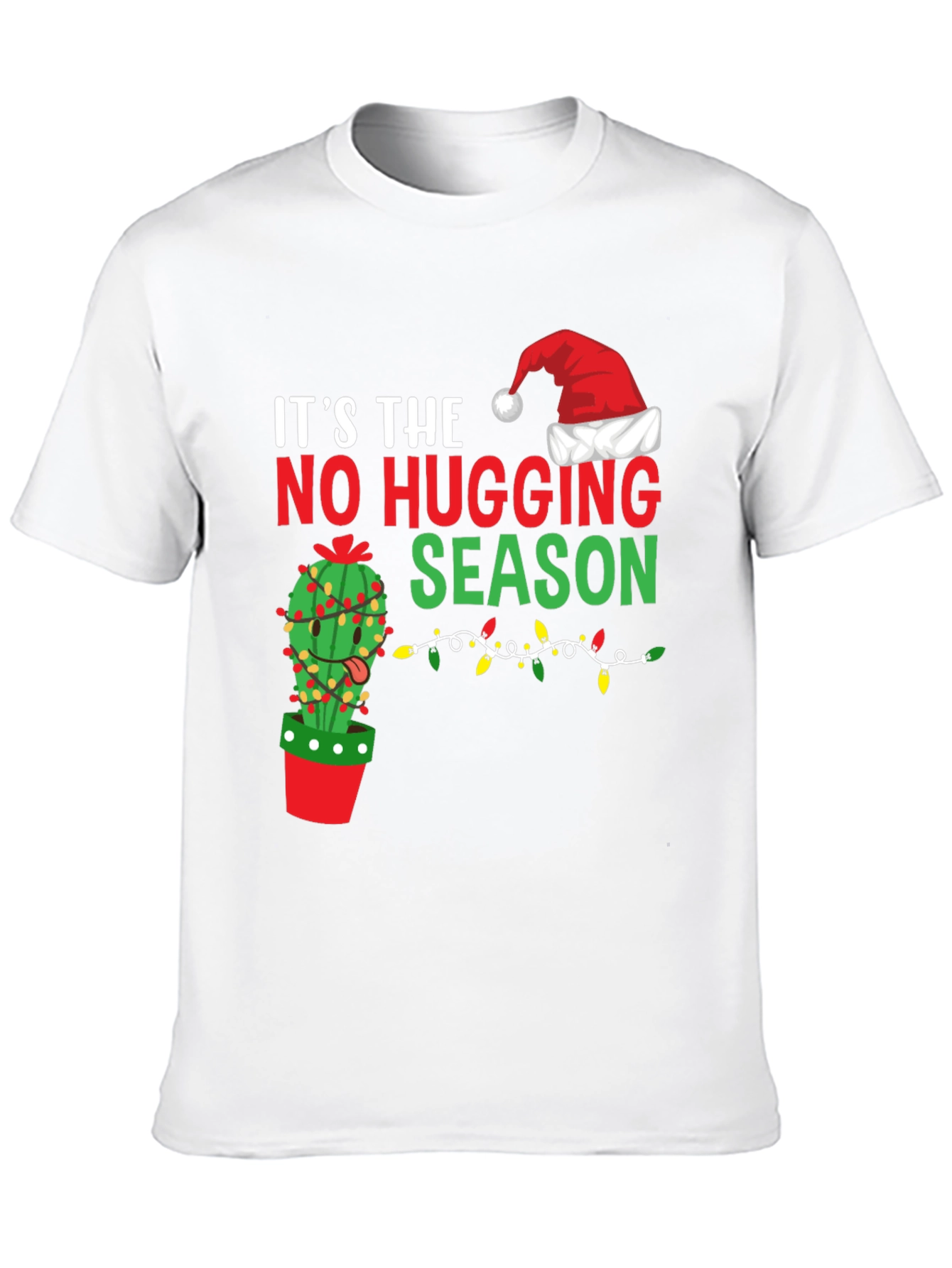 Funny No Hugging Season Cactus Christmas T-Shirt
