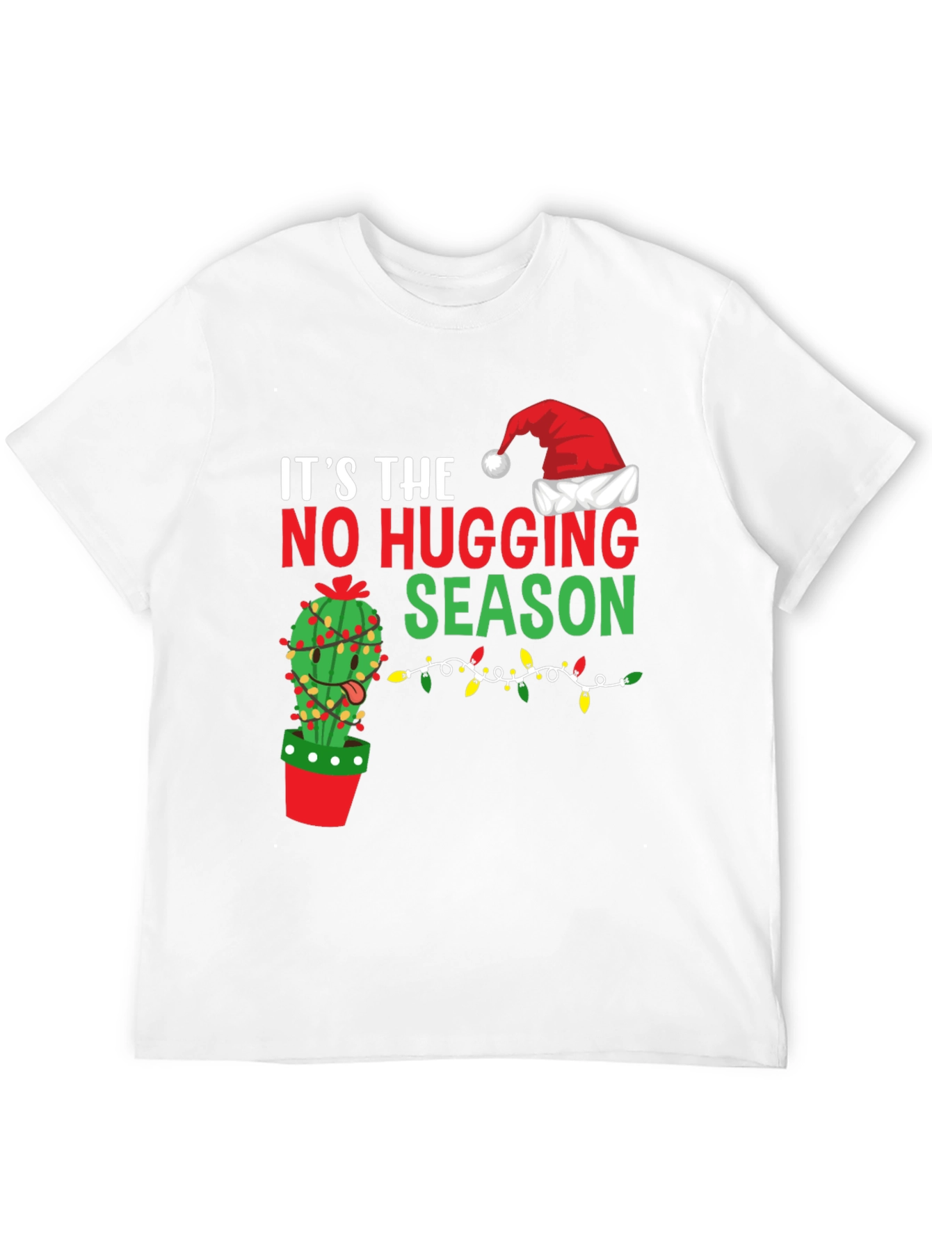 Funny No Hugging Season Cactus Christmas T-Shirt