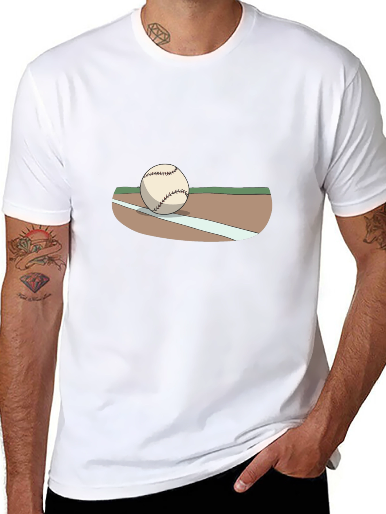 Baseball Graphic T-Shirt - Black Cotton Tee