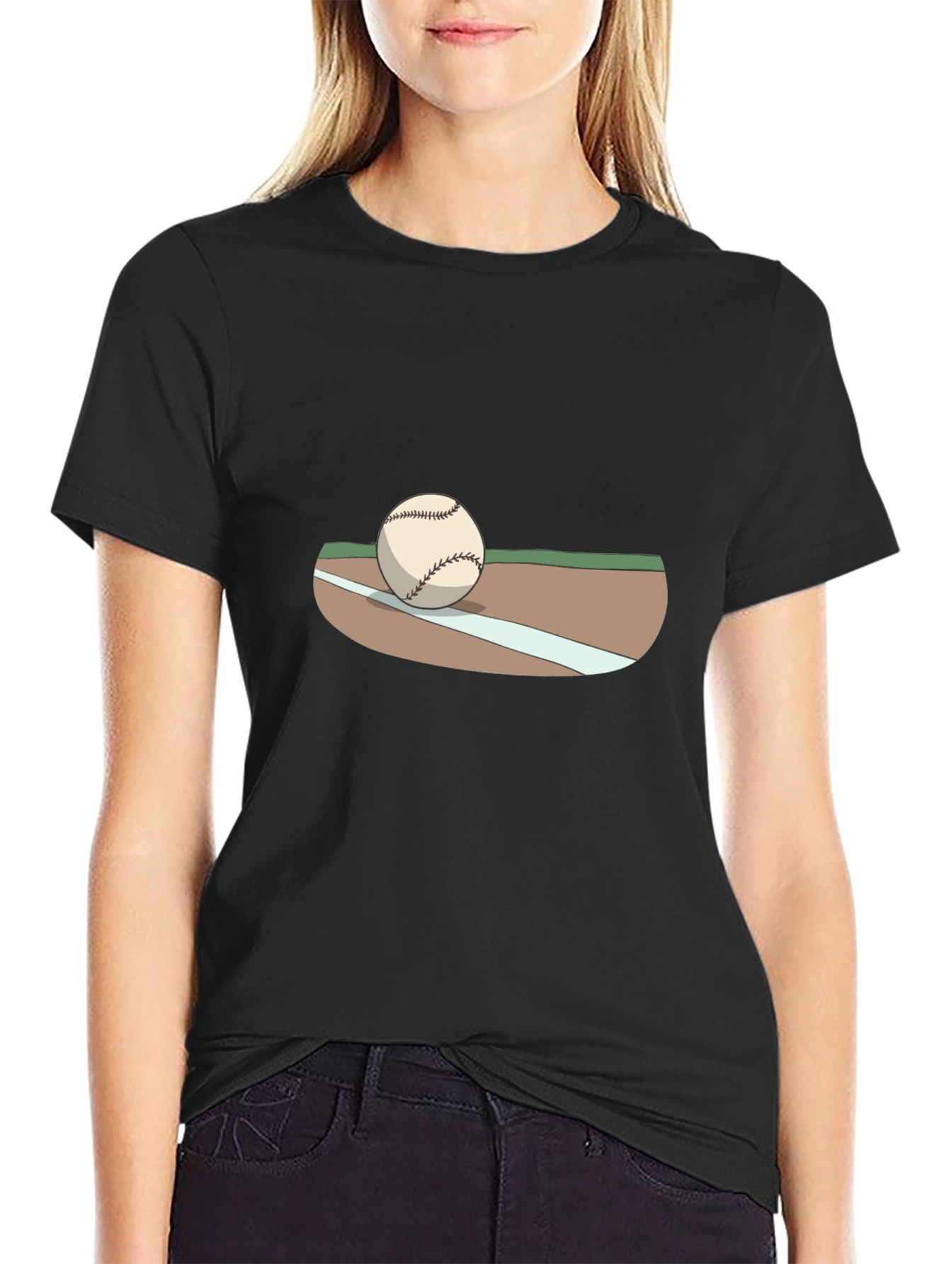 Baseball Graphic T-Shirt - Black Cotton Tee