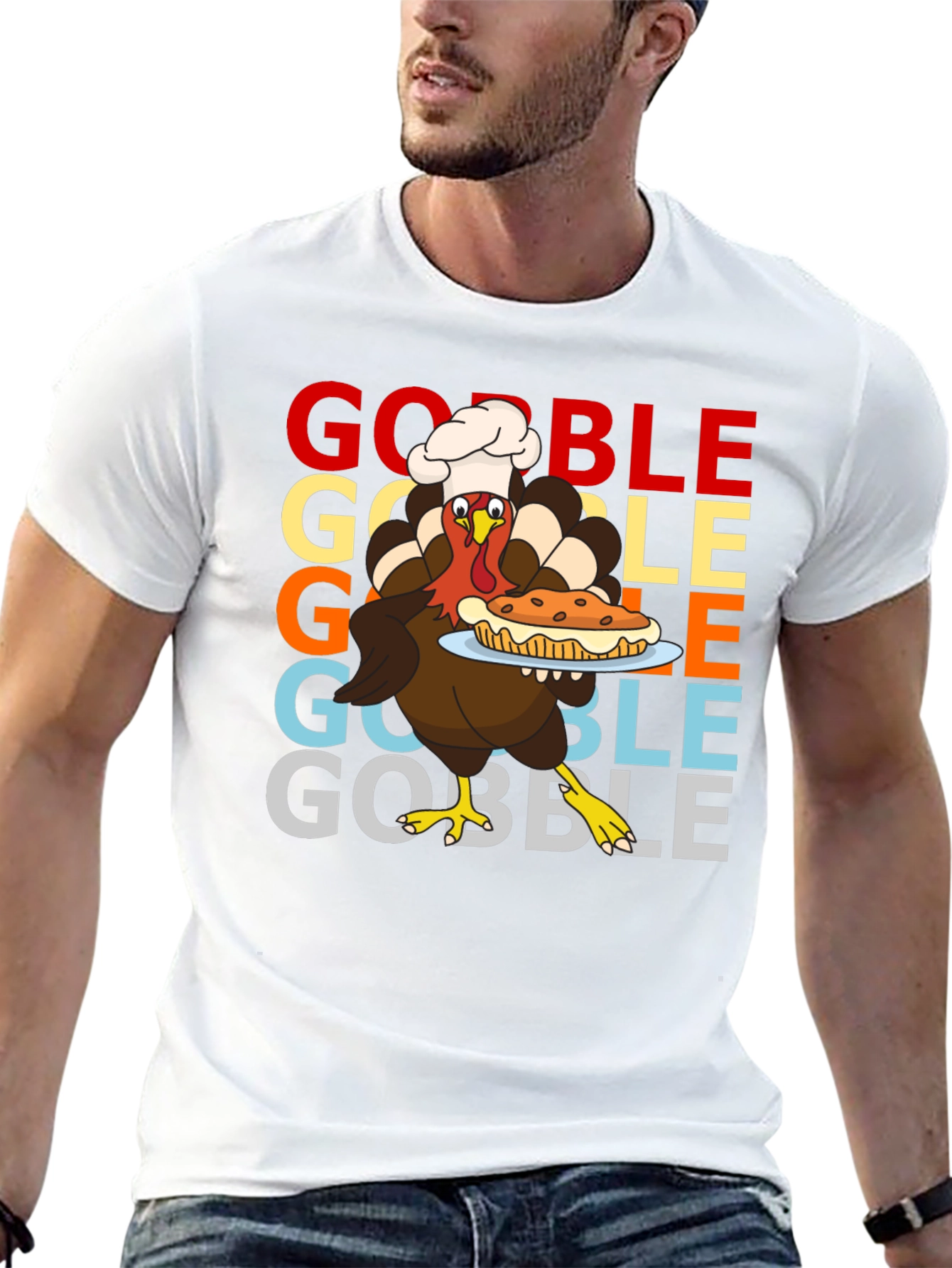 Thanksgiving Turkey Chef T-Shirt - Gobble Pie Festive Tee