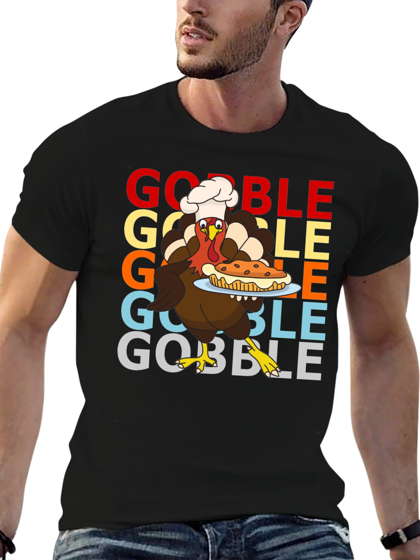Thanksgiving Turkey Chef T-Shirt - Gobble Pie Festive Tee