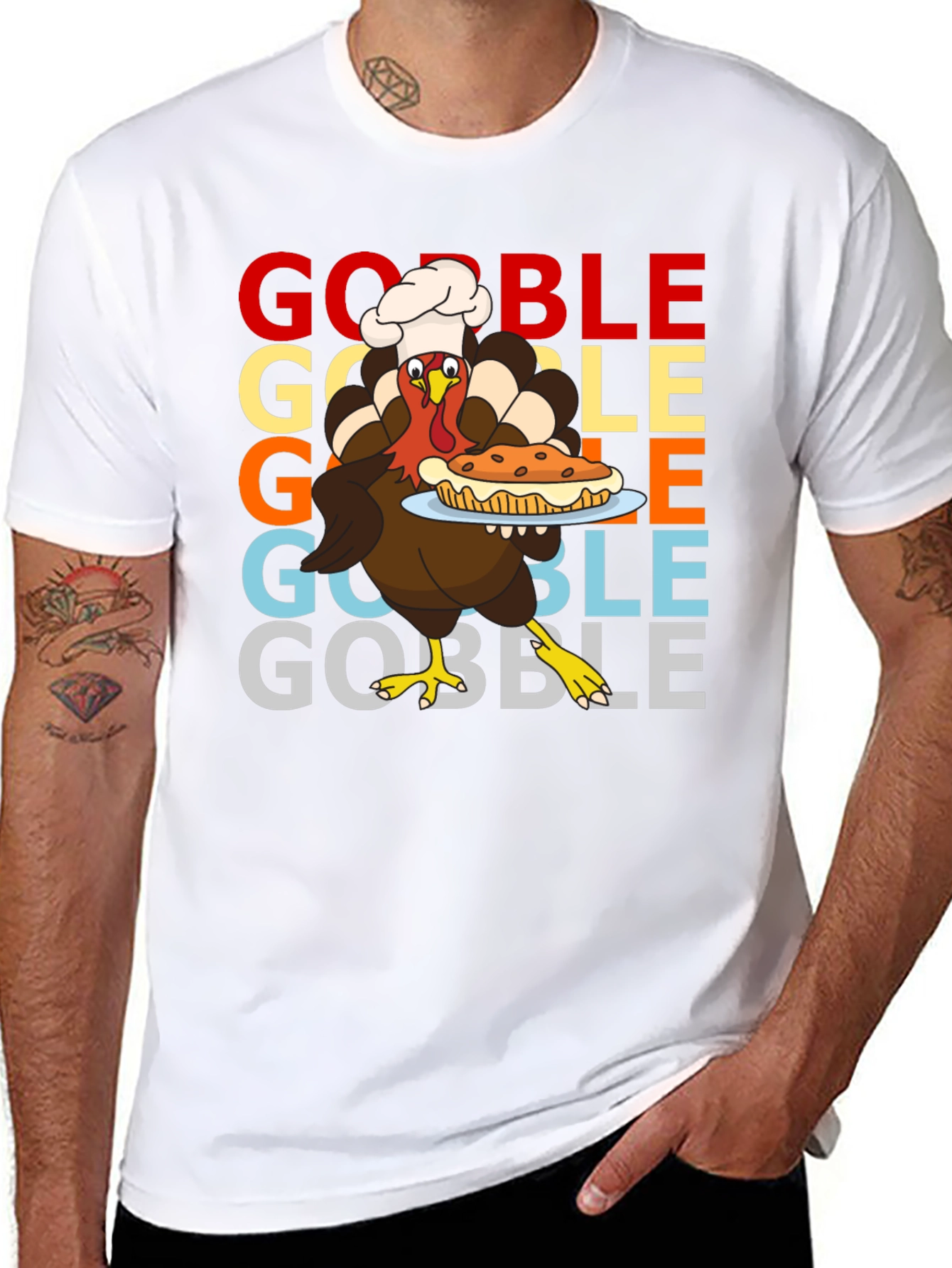 Thanksgiving Turkey Chef T-Shirt - Gobble Pie Festive Tee