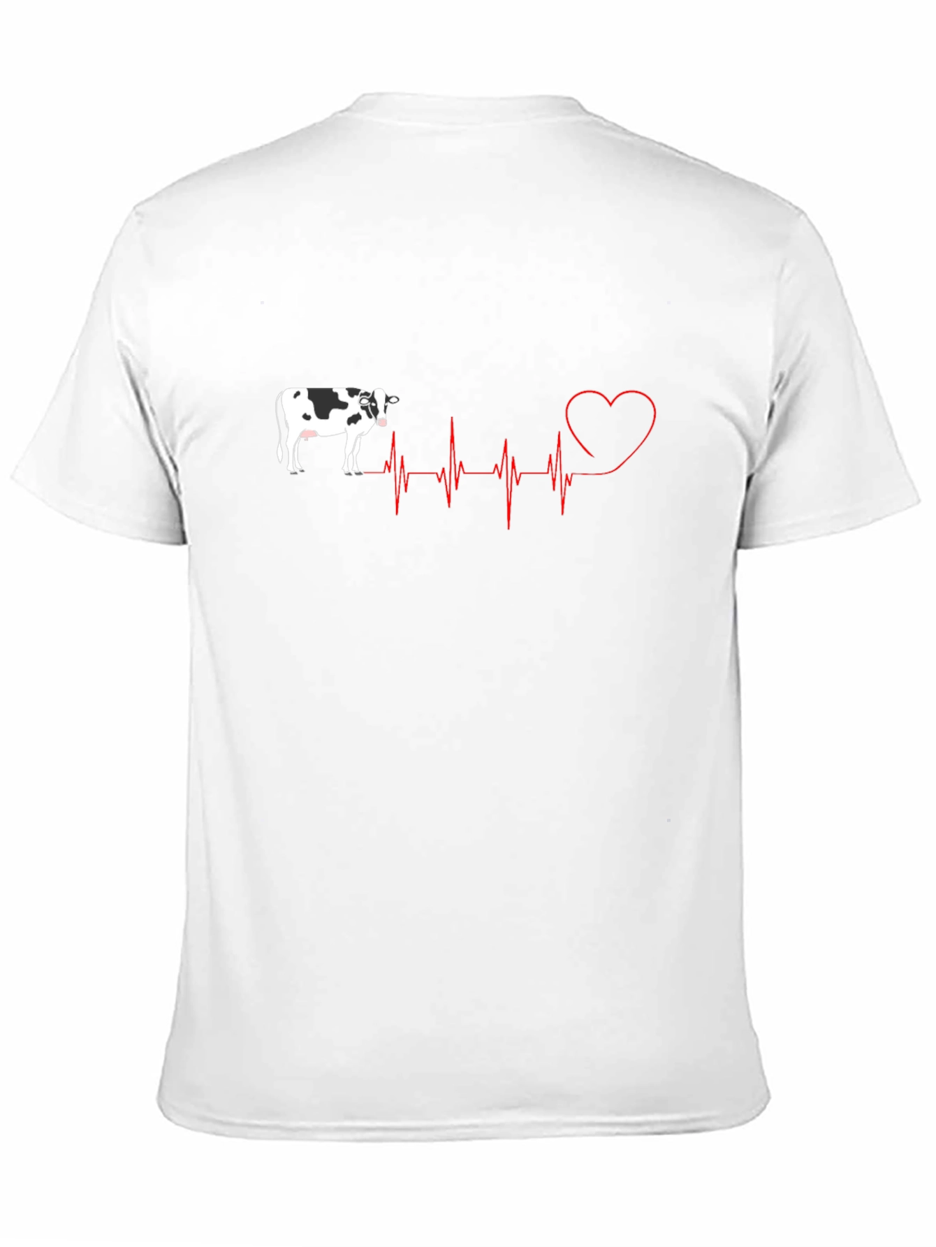 Cow Heartbeat Graphic Tee - Black Cotton T-Shirt