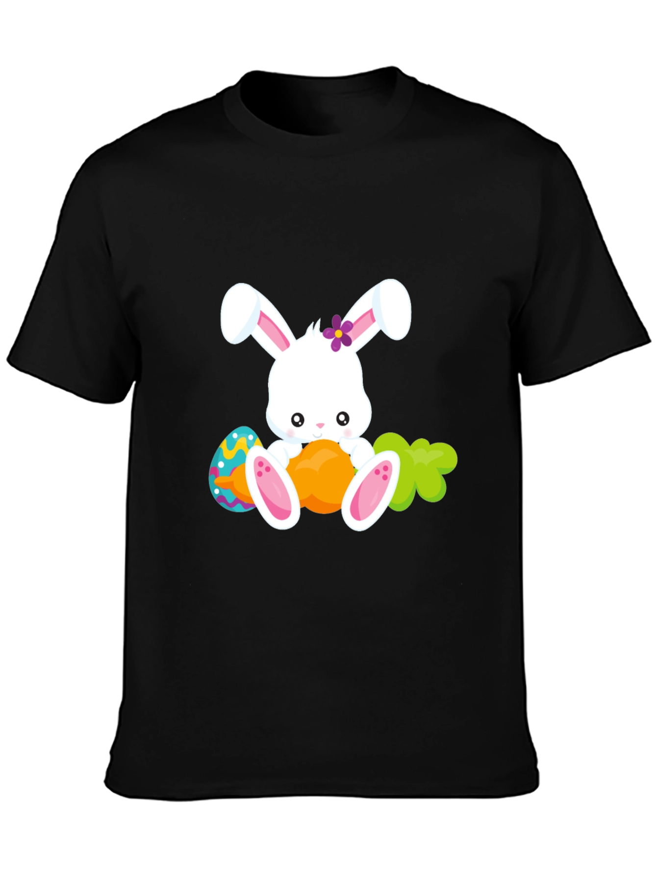 Cute Easter Bunny Graphic Tee - Black
