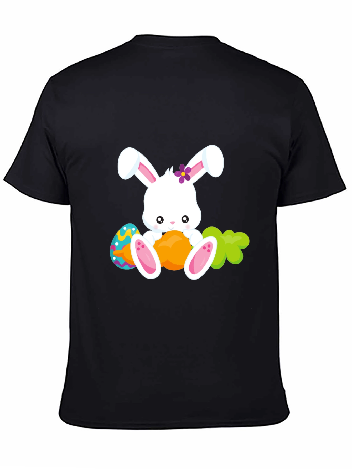 Cute Easter Bunny Graphic Tee - Black