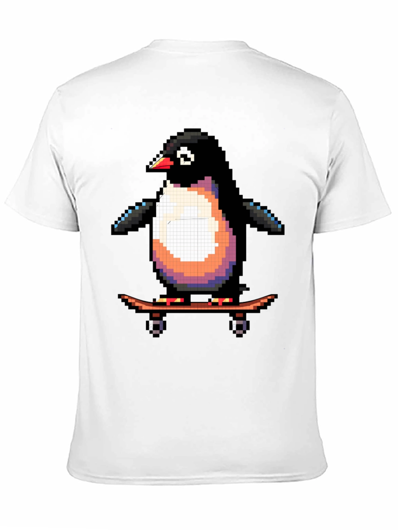 Pixel Penguin Skateboard T-Shirt - Cool Black Tee