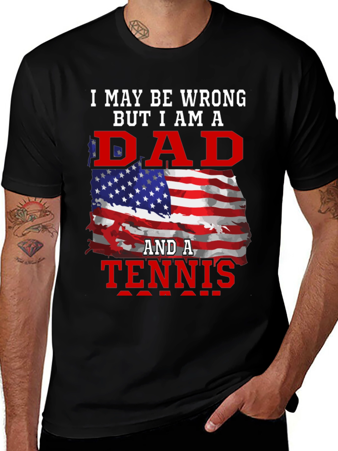 Dad and Tennis Fan T-Shirt - Patriotic Design