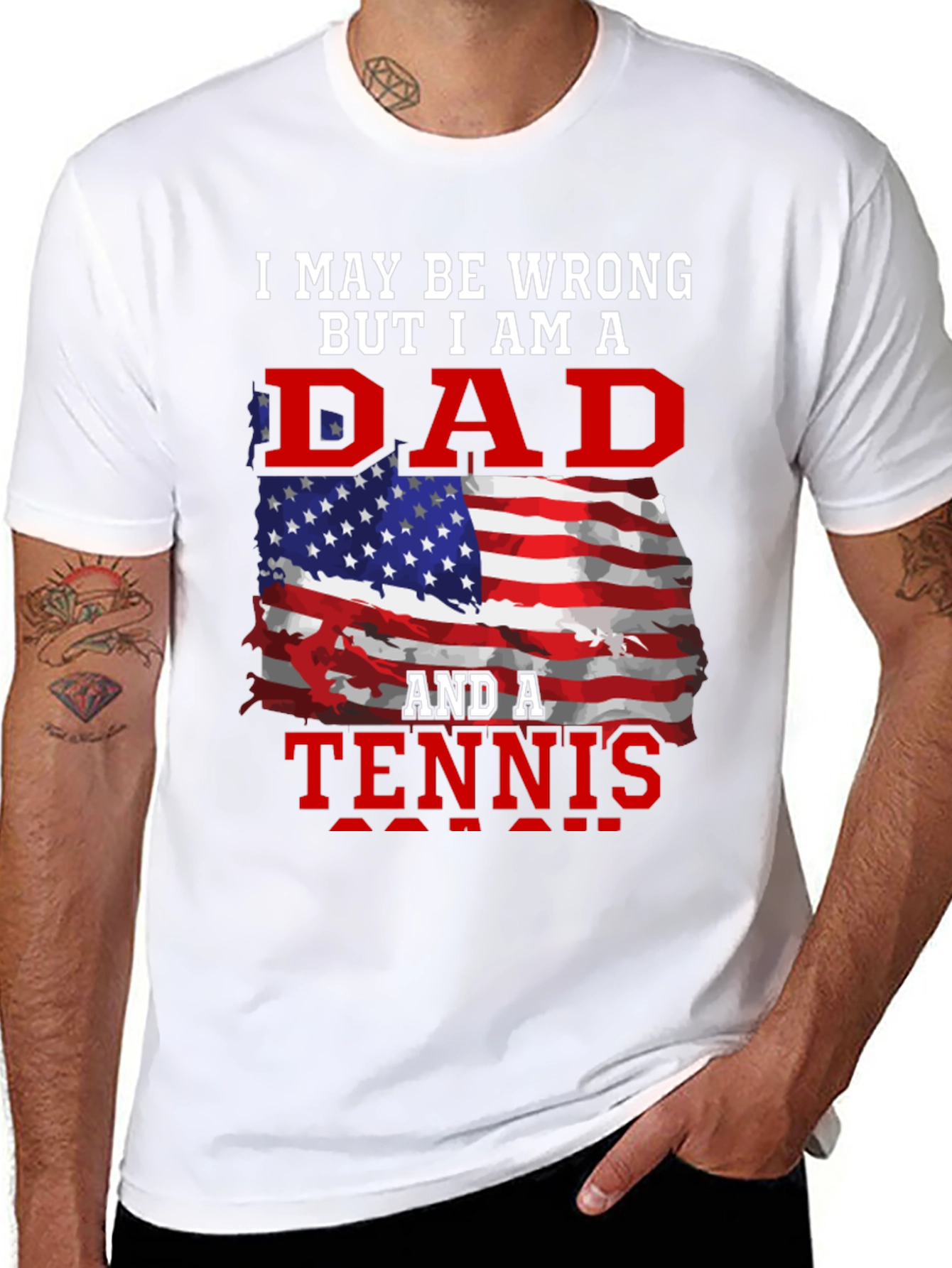 Dad and Tennis Fan T-Shirt - Patriotic Design