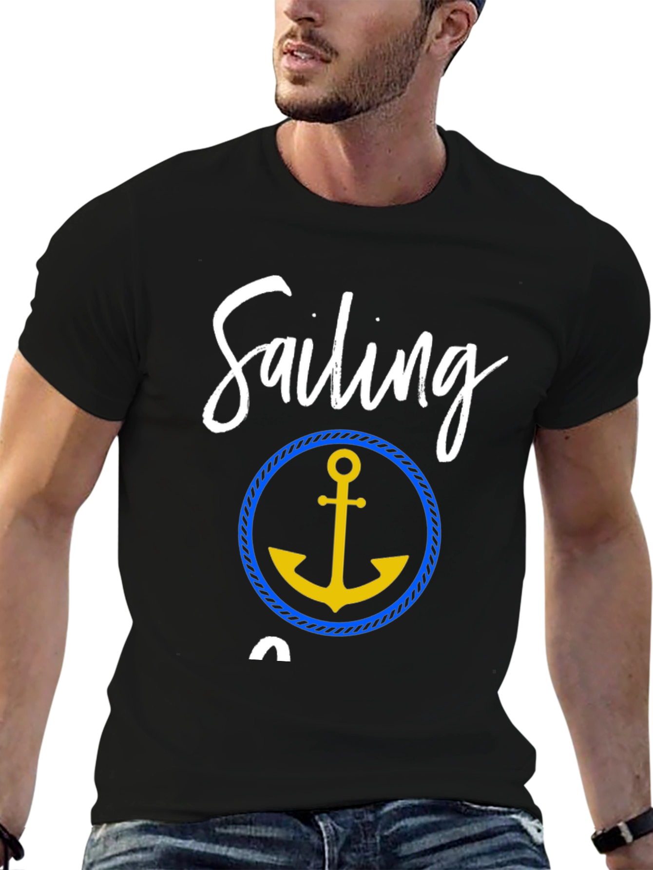 Sailing T-Shirt with Anchor Graphic