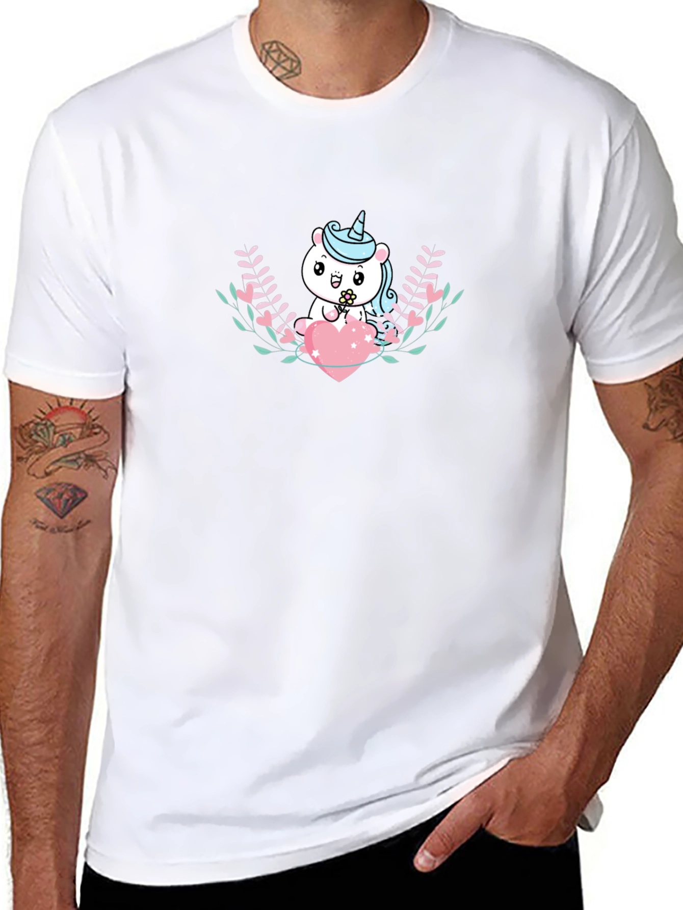 Cute Unicorn Heart Graphic T-Shirt