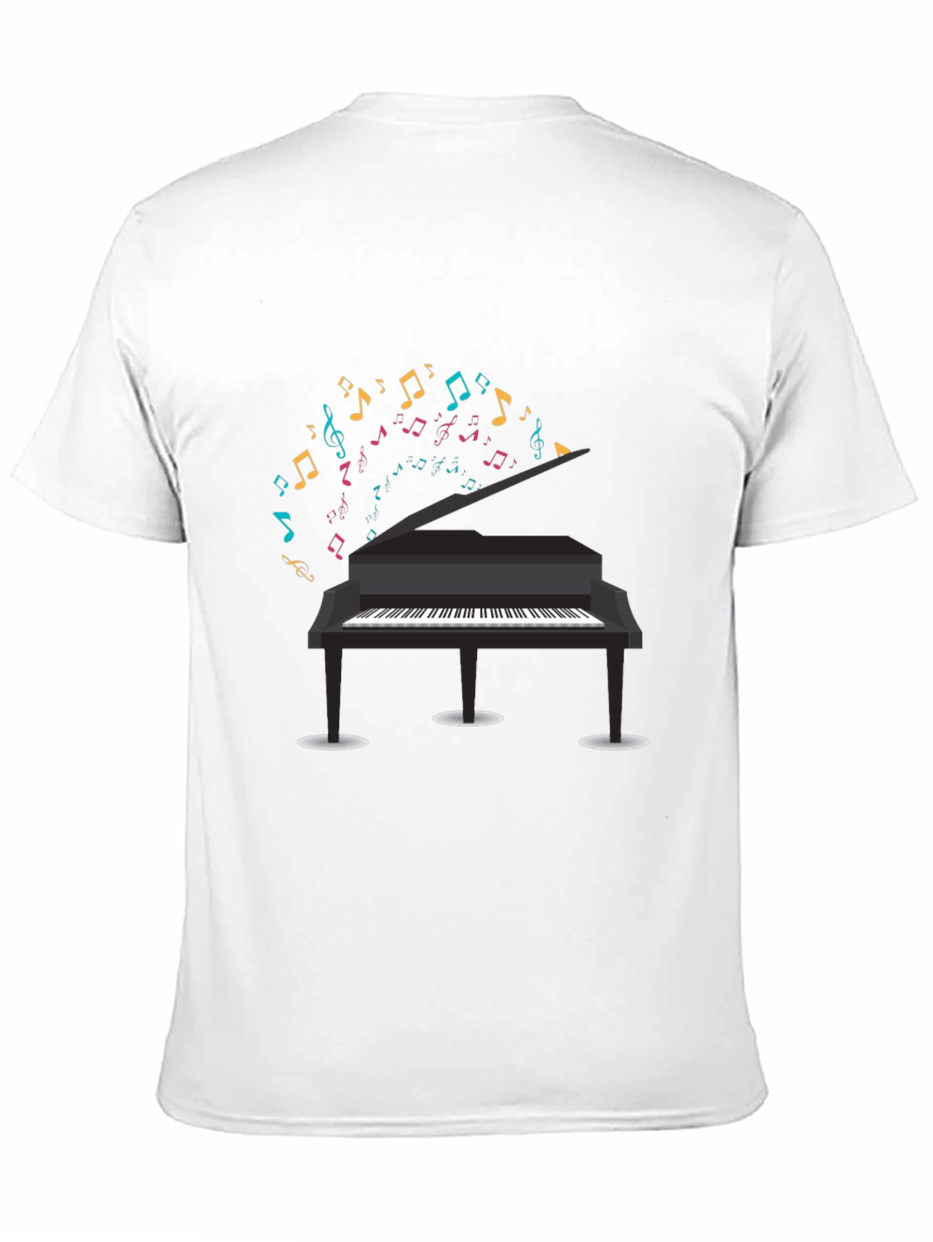 Piano Music Notes Graphic Black T-Shirt