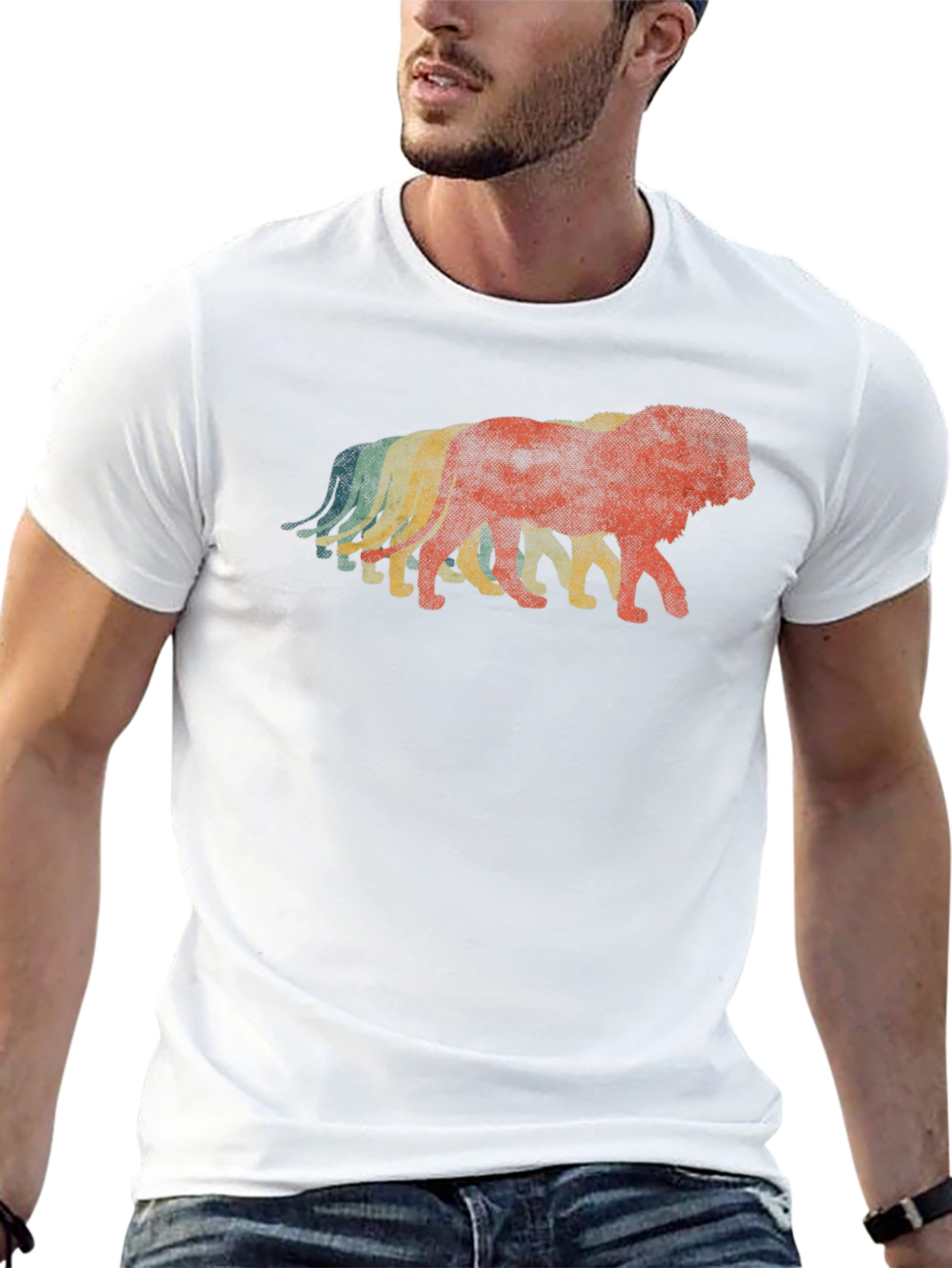 Retro Lion Graphic Black T-Shirt