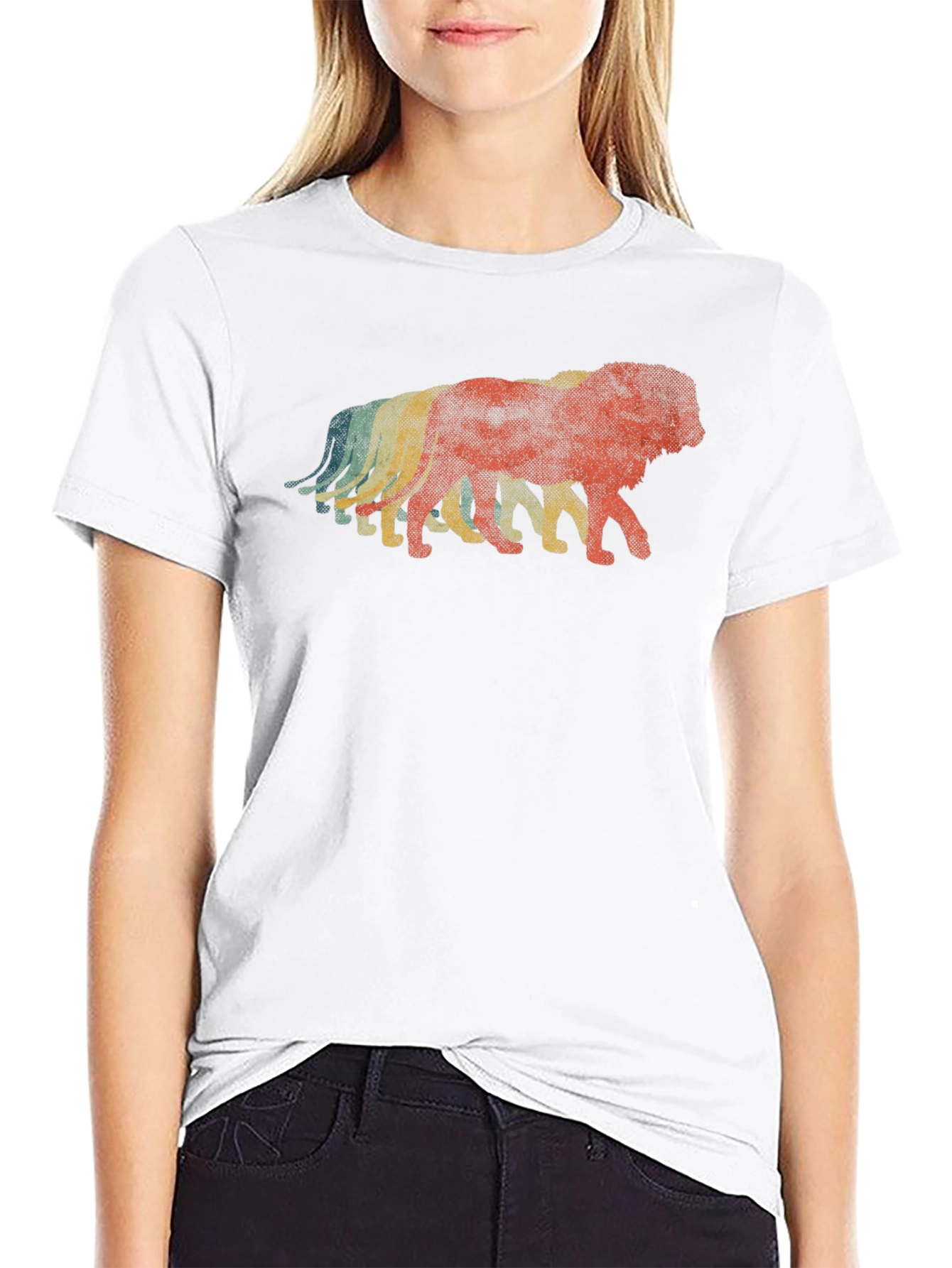 Retro Lion Graphic Black T-Shirt