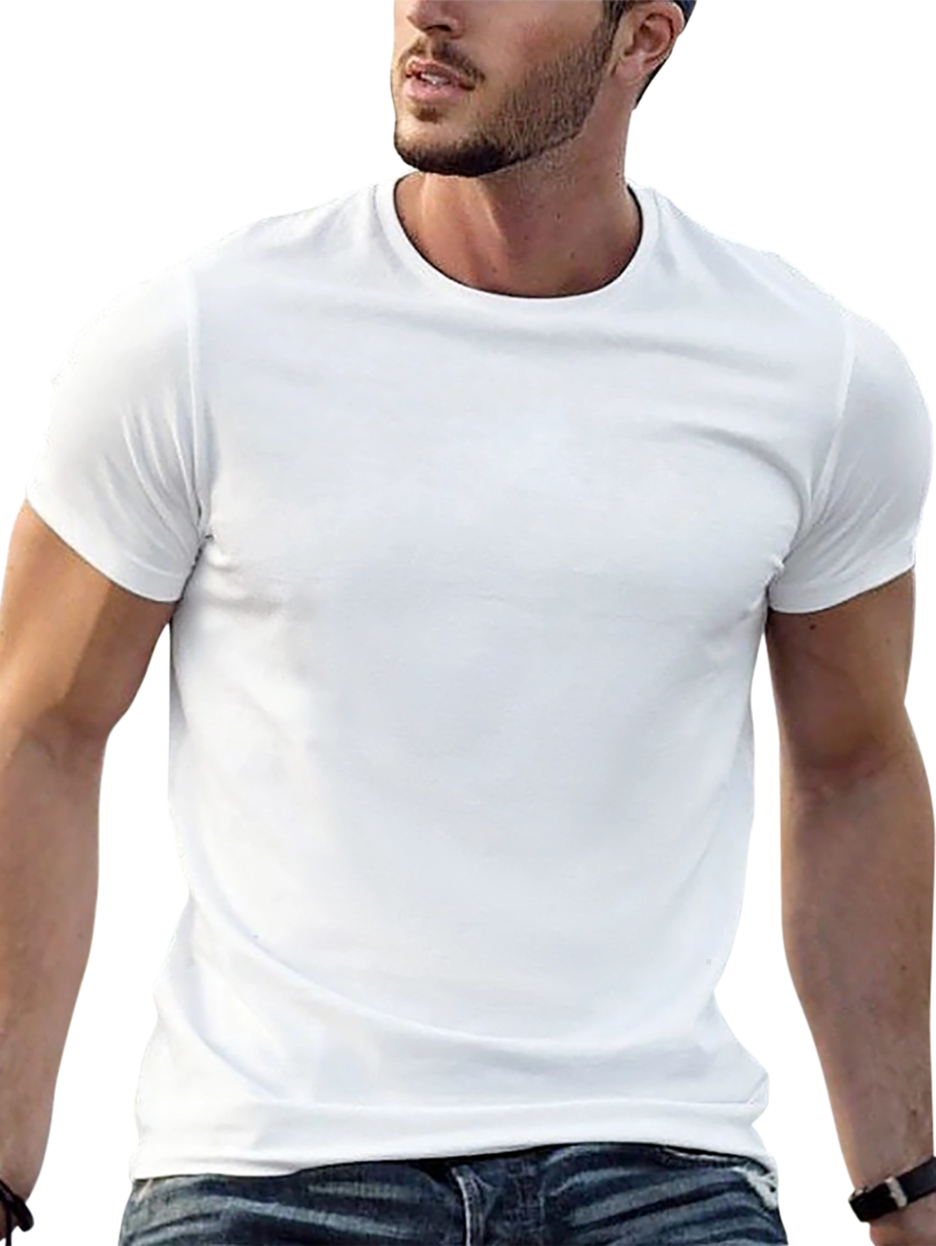 Mens Solid Black Casual T-Shirt