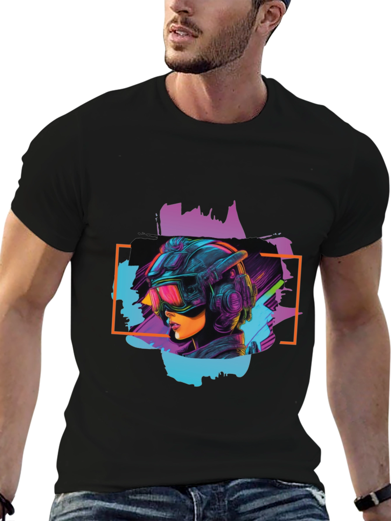 Cyberpunk Girl Black T-Shirt