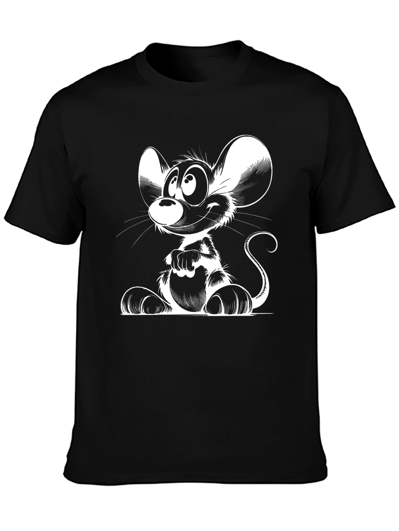 Cartoon Mouse Graphic Black T-Shirt