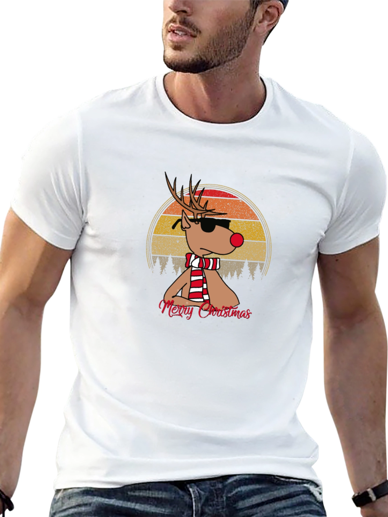Cool Christmas Reindeer Graphic Tee