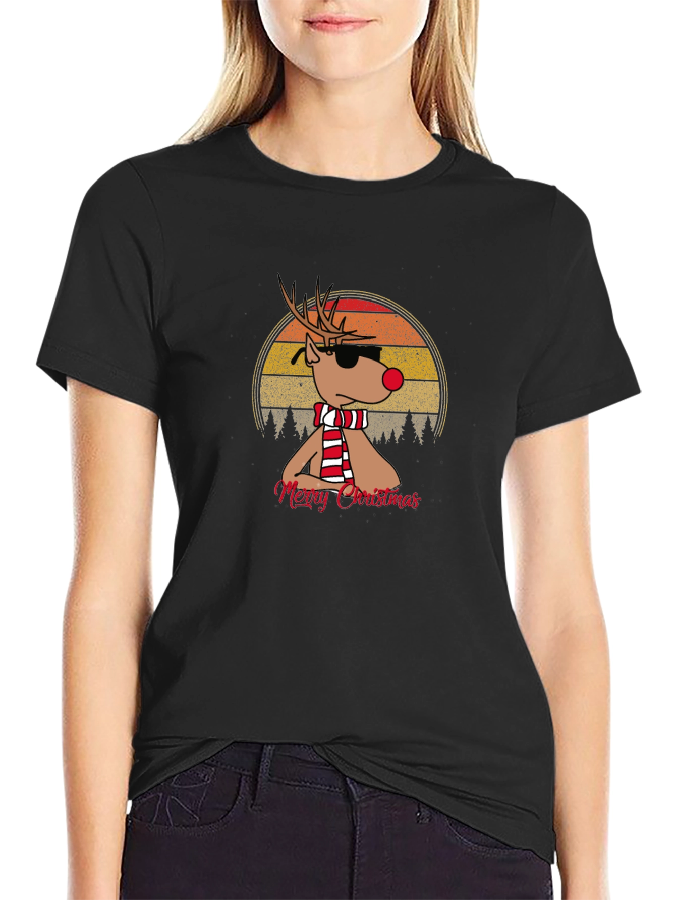 Cool Christmas Reindeer Graphic Tee