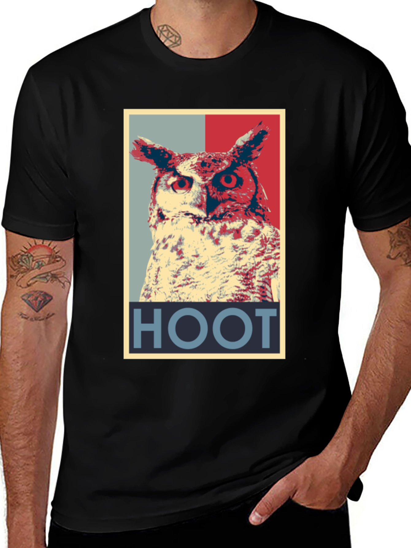Hoot Owl Graphic Tee - Mens Black T-Shirt