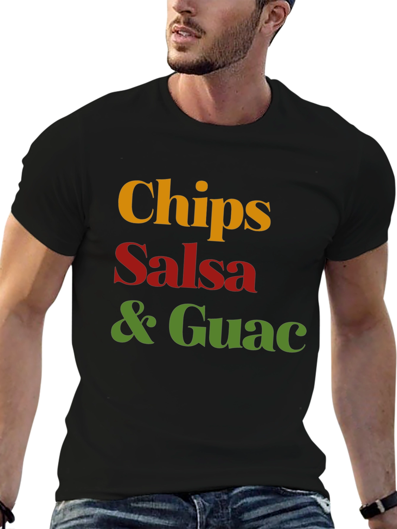 Chips Salsa & Guac T-Shirt - Black Cotton Tee