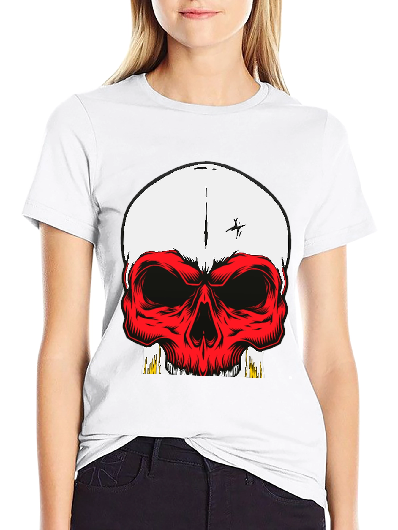 Skull Graphic Tee - Bold Red Design
