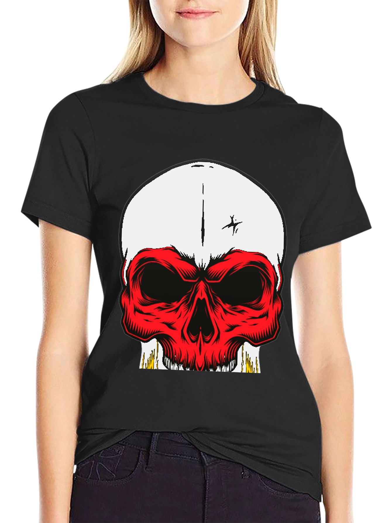 Skull Graphic Tee - Bold Red Design