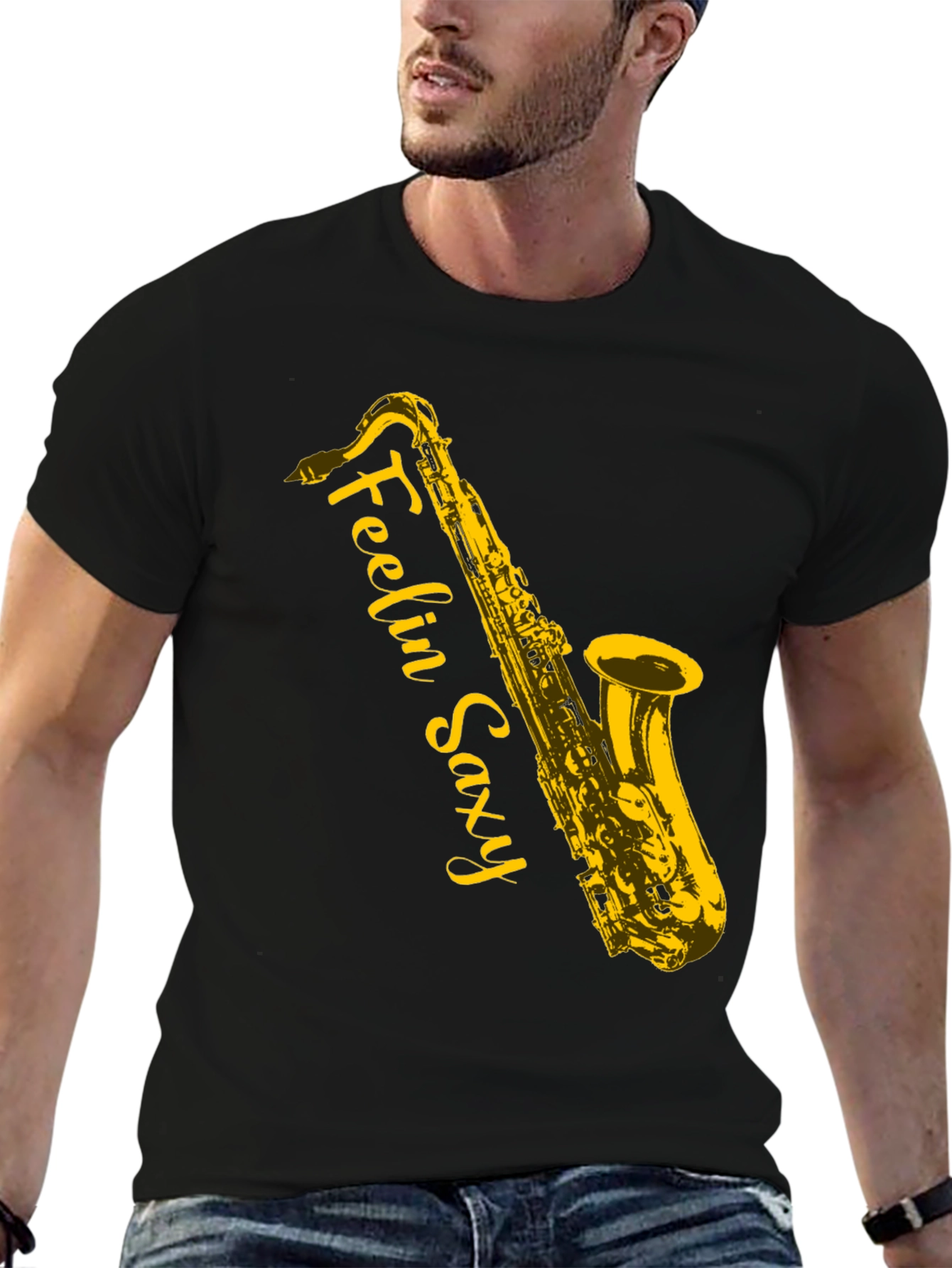 Feelin Saxy Black Graphic Tee