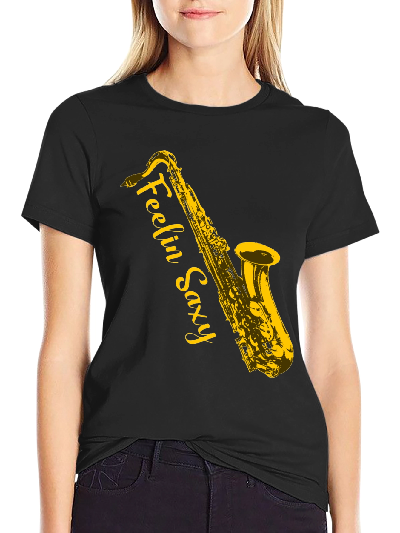 Feelin Saxy Black Graphic Tee