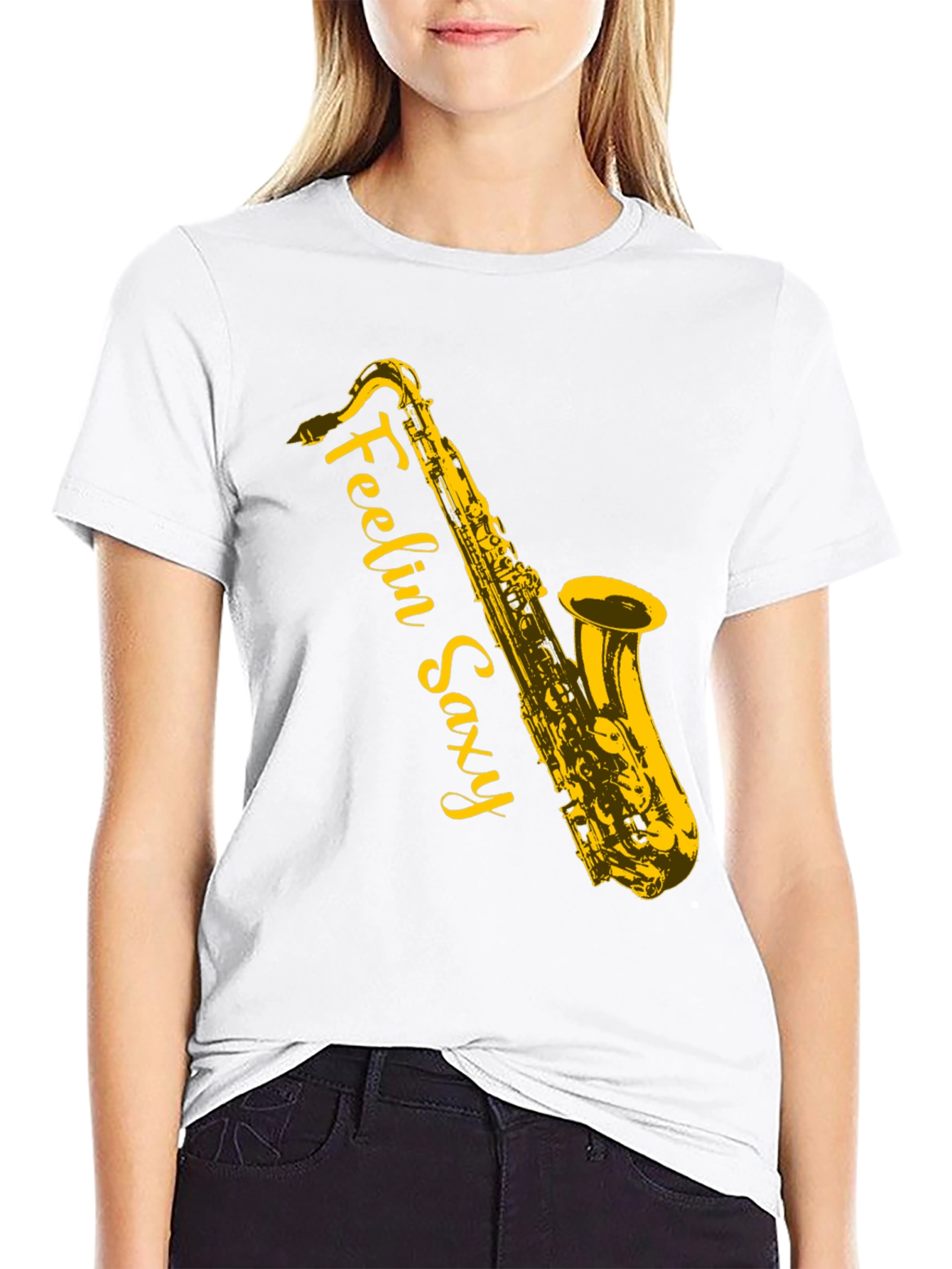 Feelin Saxy Black Graphic Tee