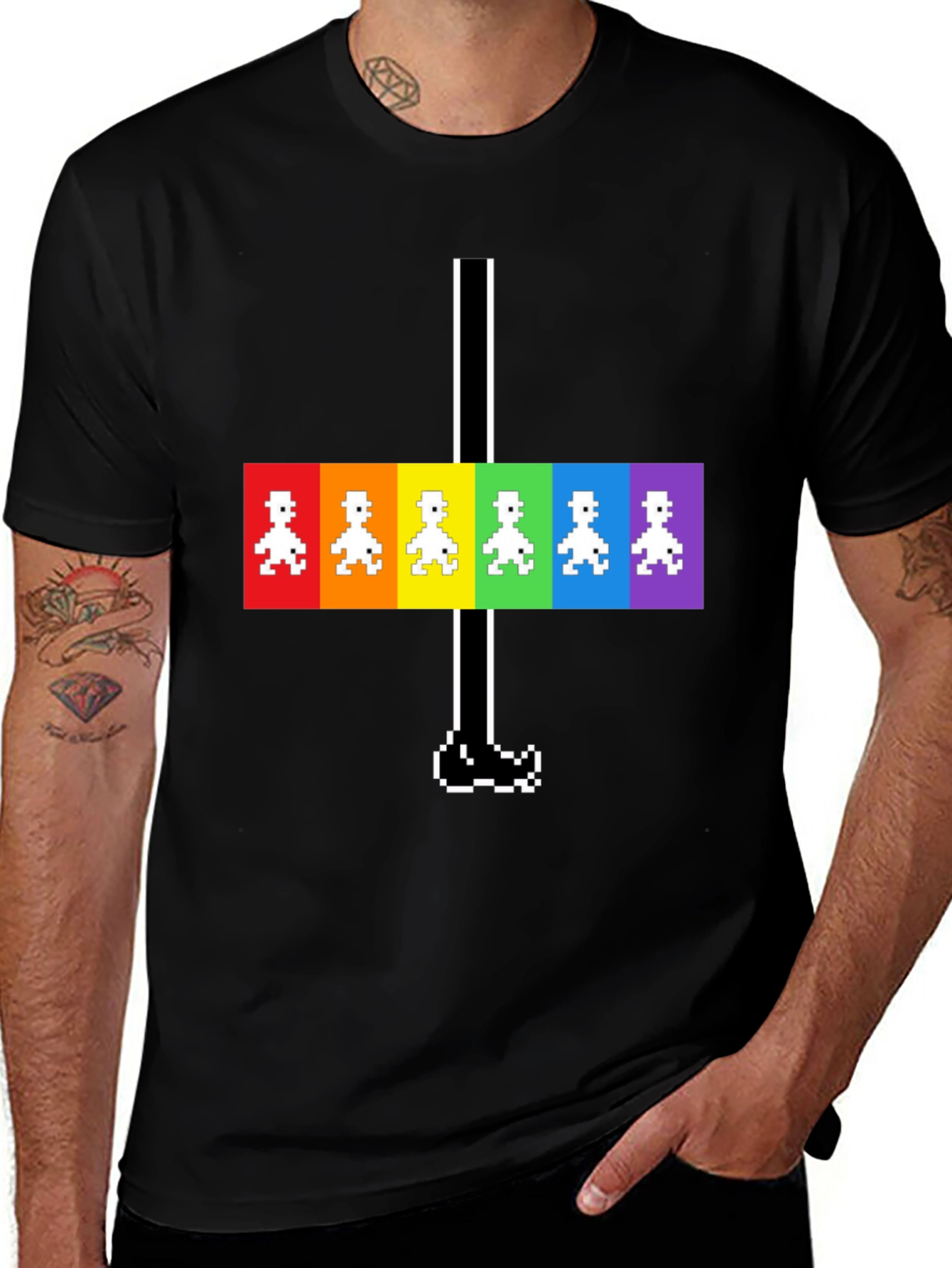 Retro Rainbow Pixel Walk T-Shirt