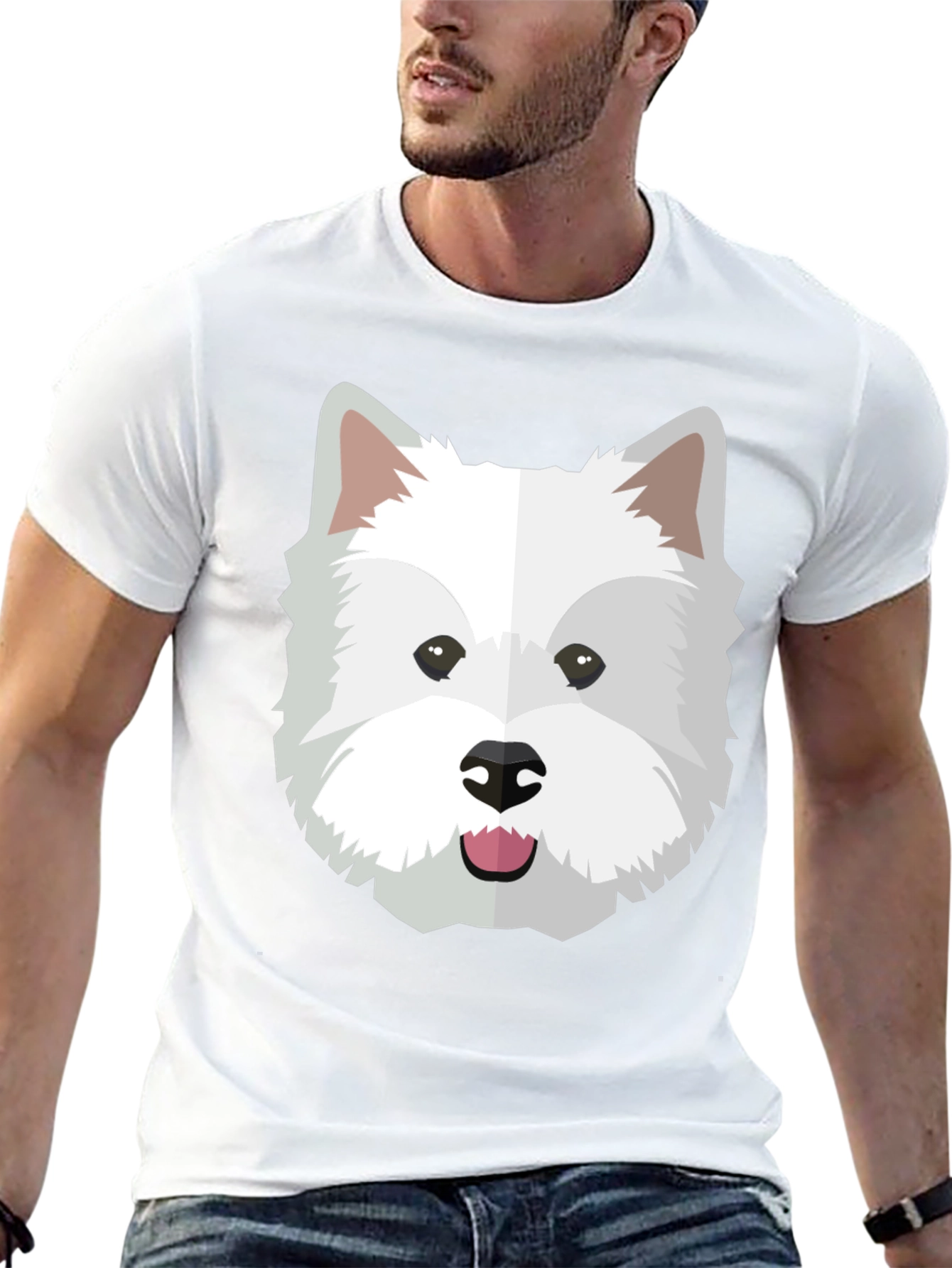 Cute Westie Dog Graphic Tee - Black Casual Shirt