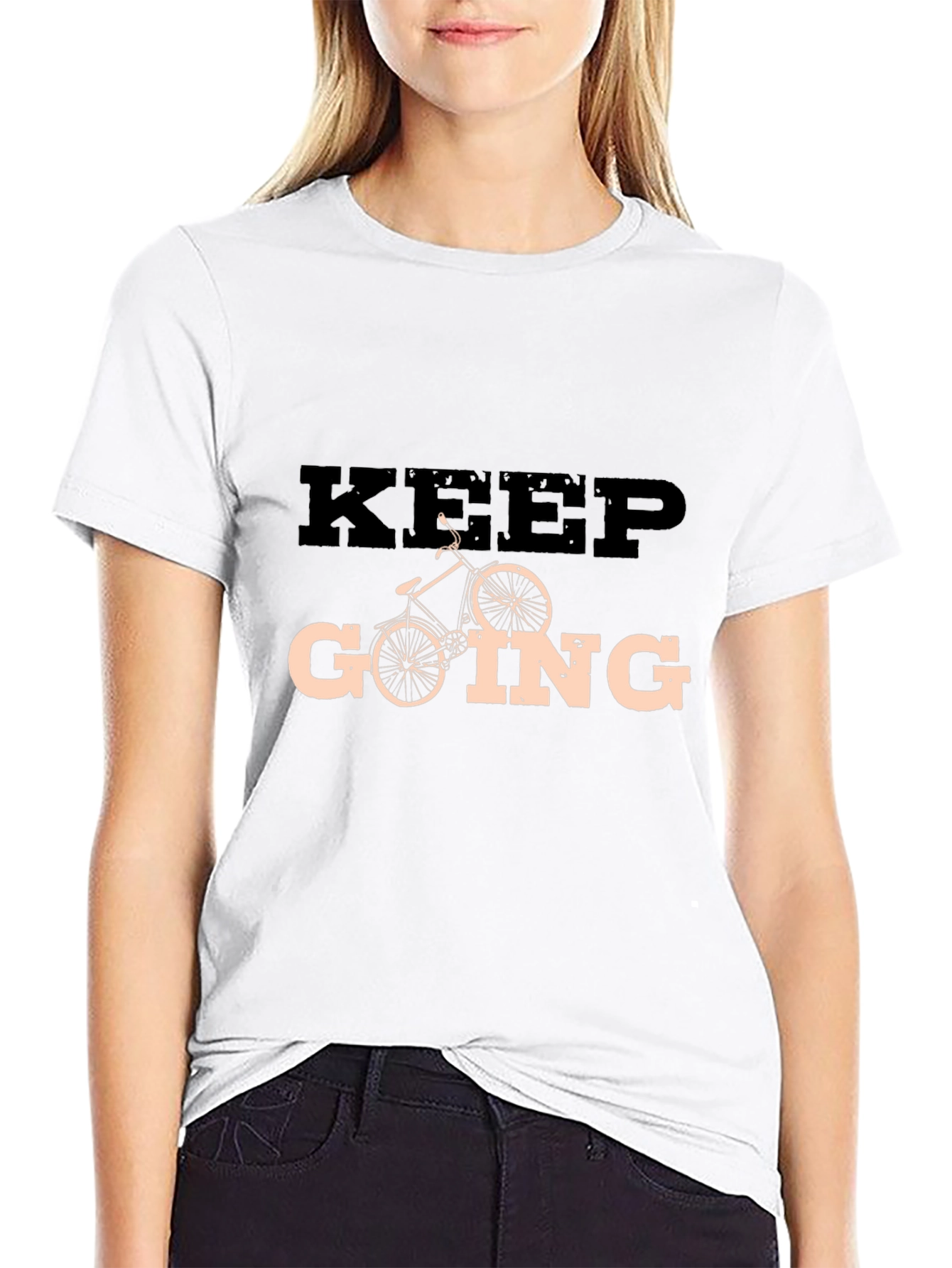 Keep Going Cycling Graphic Tee - Motivational Black T-Shirt
